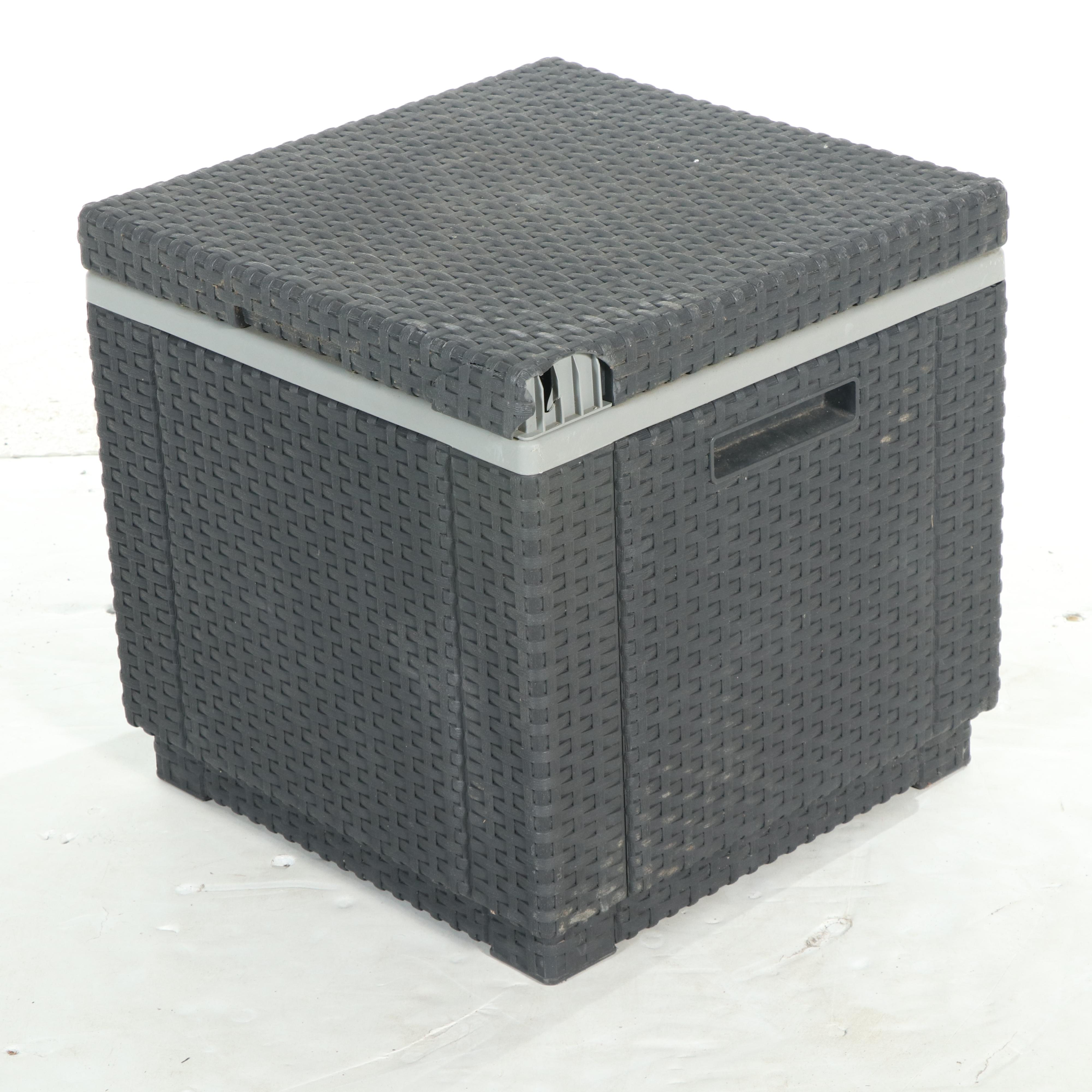 Resin Wicker Patio Side Table and Cooler, Incl. Allibert by Keter California