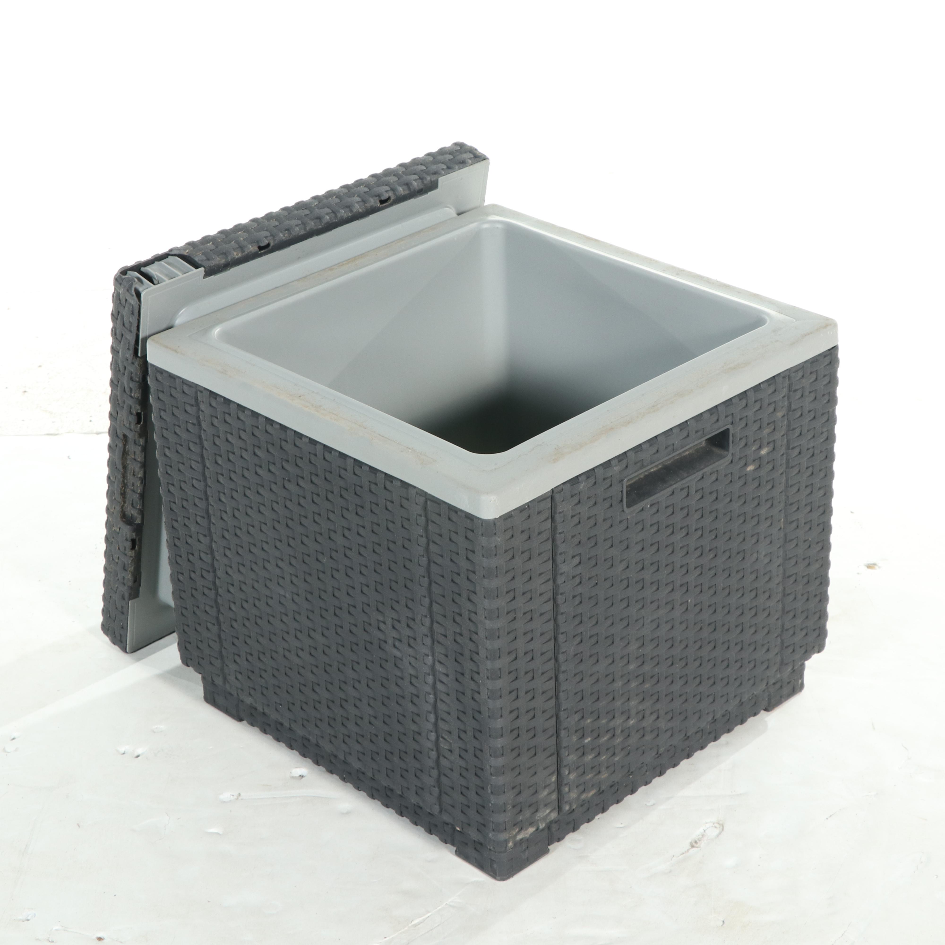 Resin Wicker Patio Side Table and Cooler, Incl. Allibert by Keter California