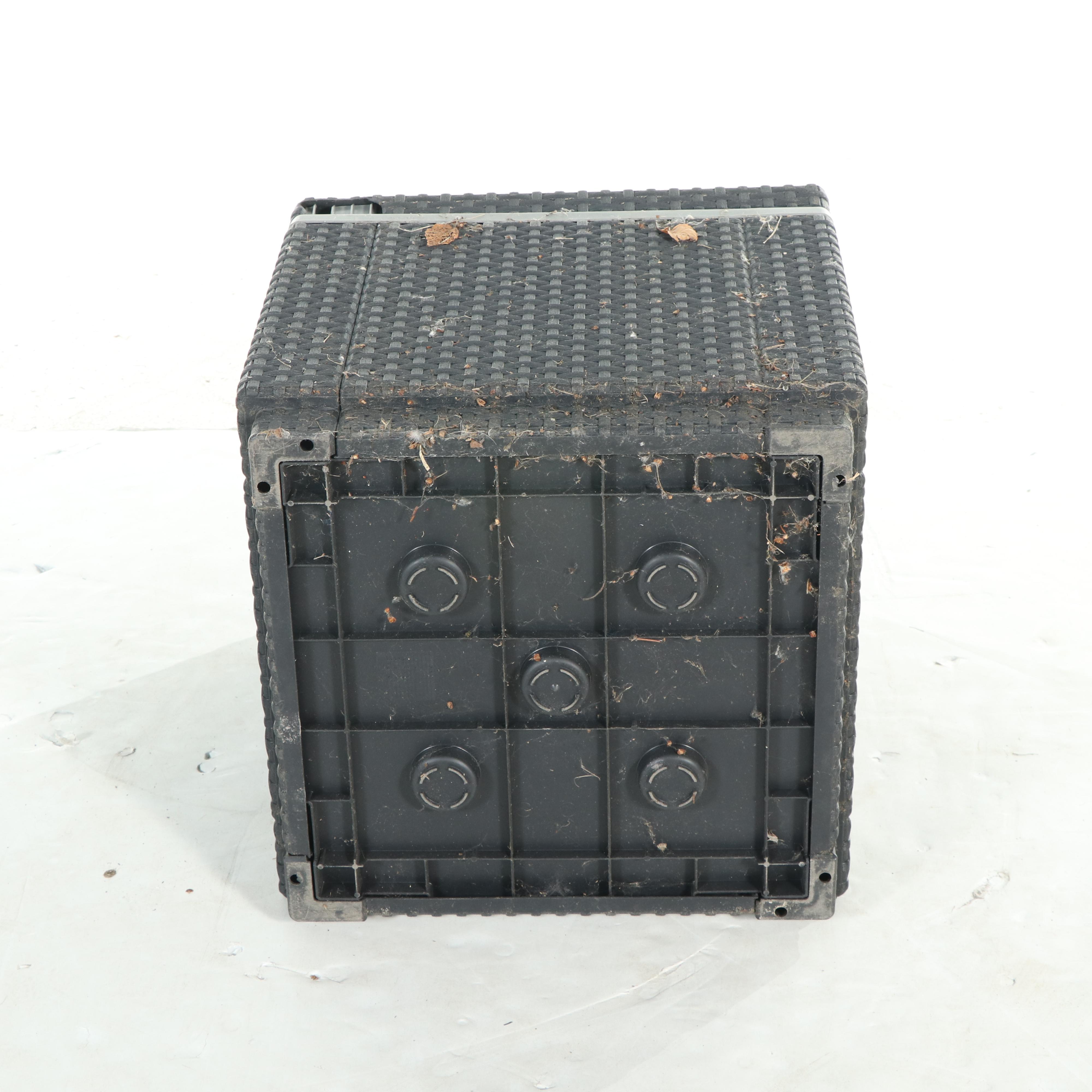 Resin Wicker Patio Side Table and Cooler, Incl. Allibert by Keter California