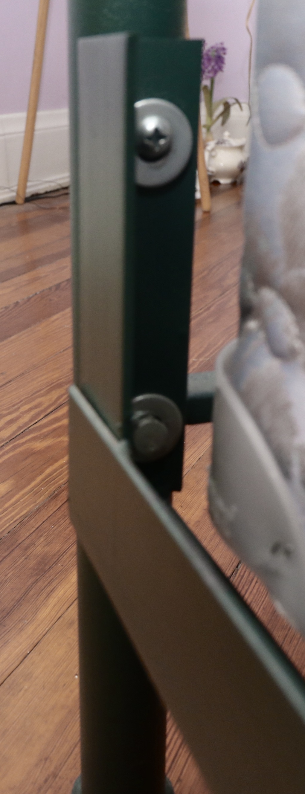 Wrought Iron Queen Bed Frame with Side Table and Floral Appliqué Cotton Bedding