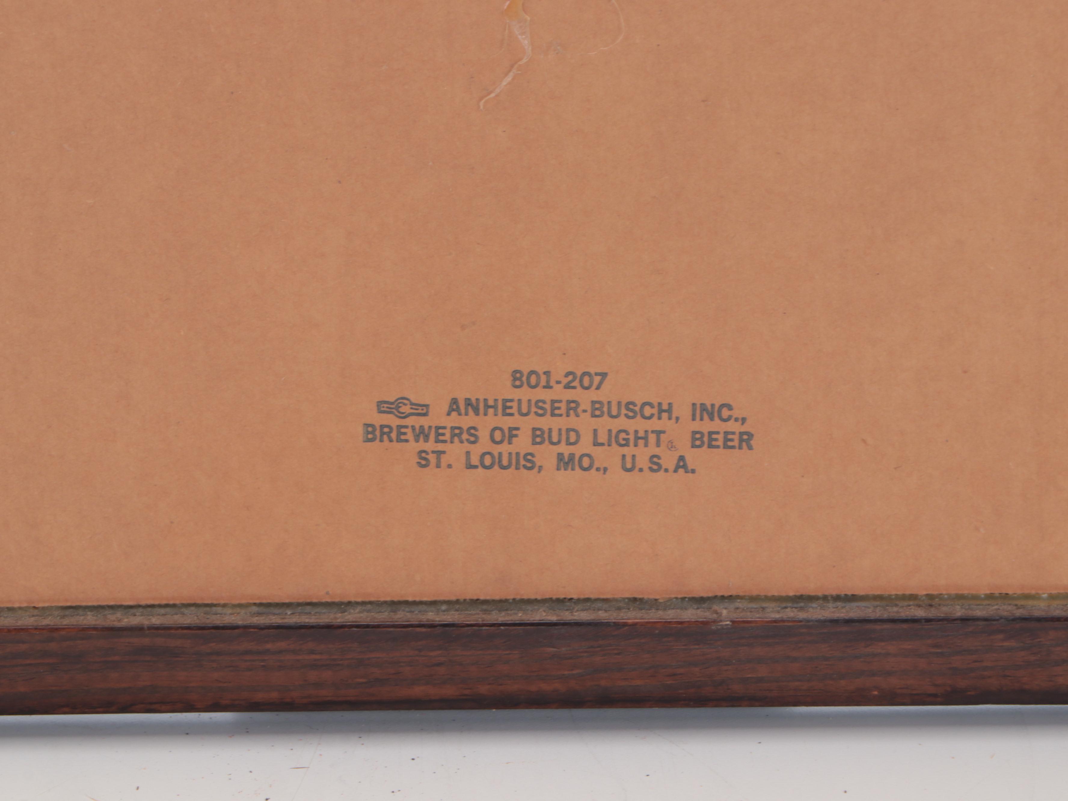 Bud Light and Budweiser Wood-Framed Advertising Bar Mirrors, 1980s