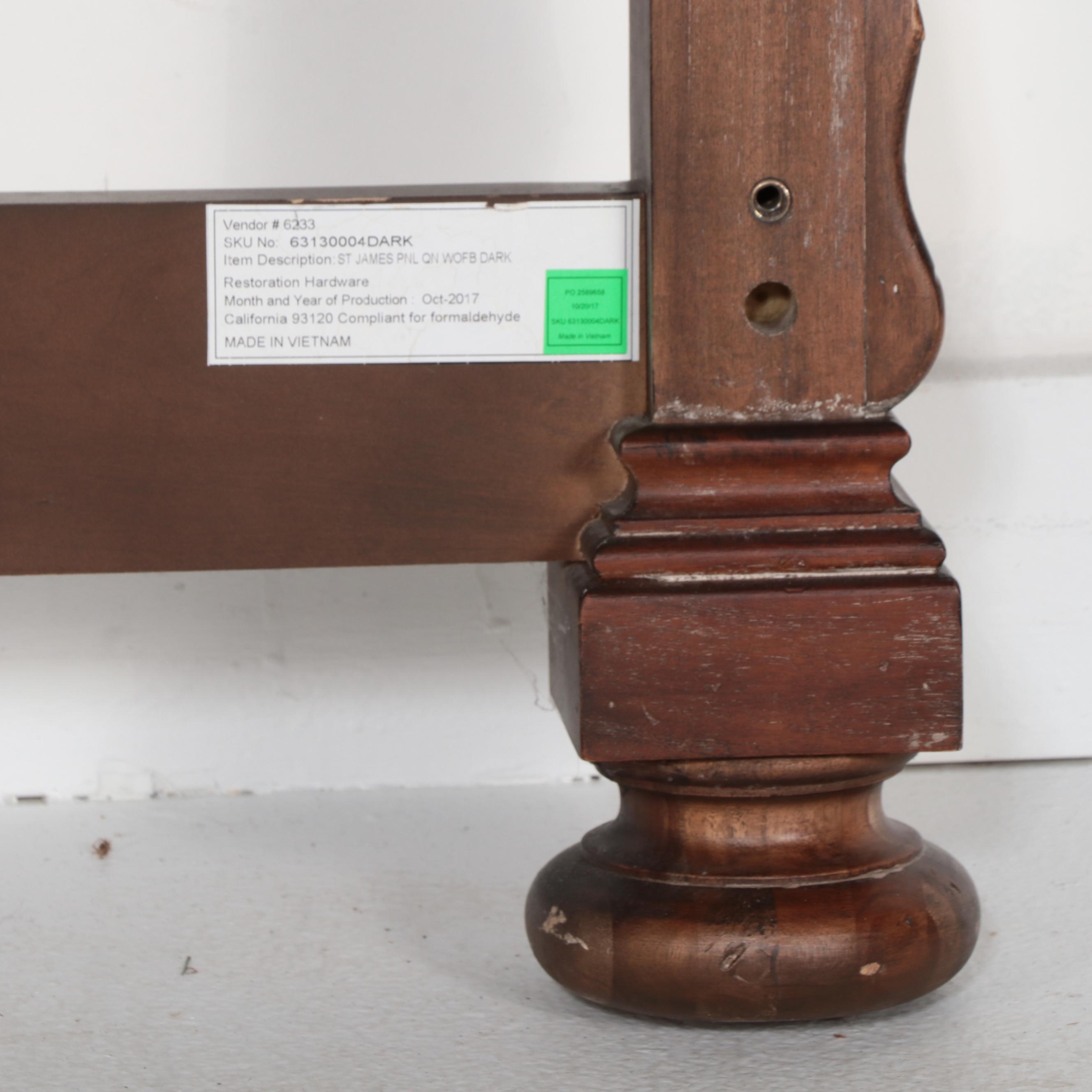 Restoration Hardware "St. James" Queen Panel Bed Frame