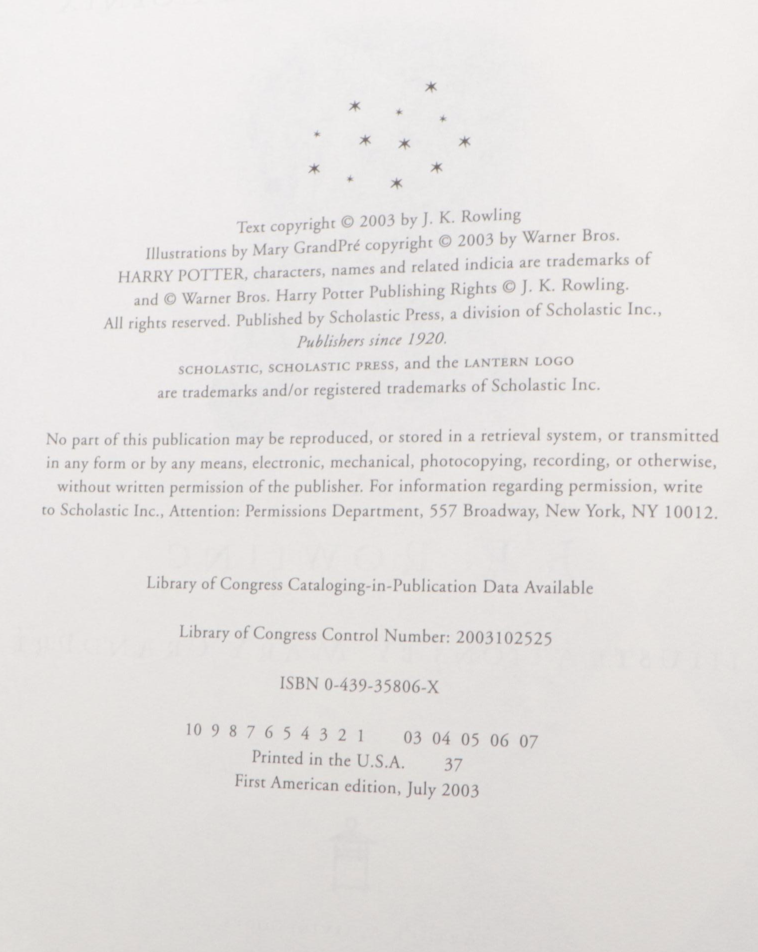 First American Edition "Harry Potter" Complete Set by J. K. Rowling