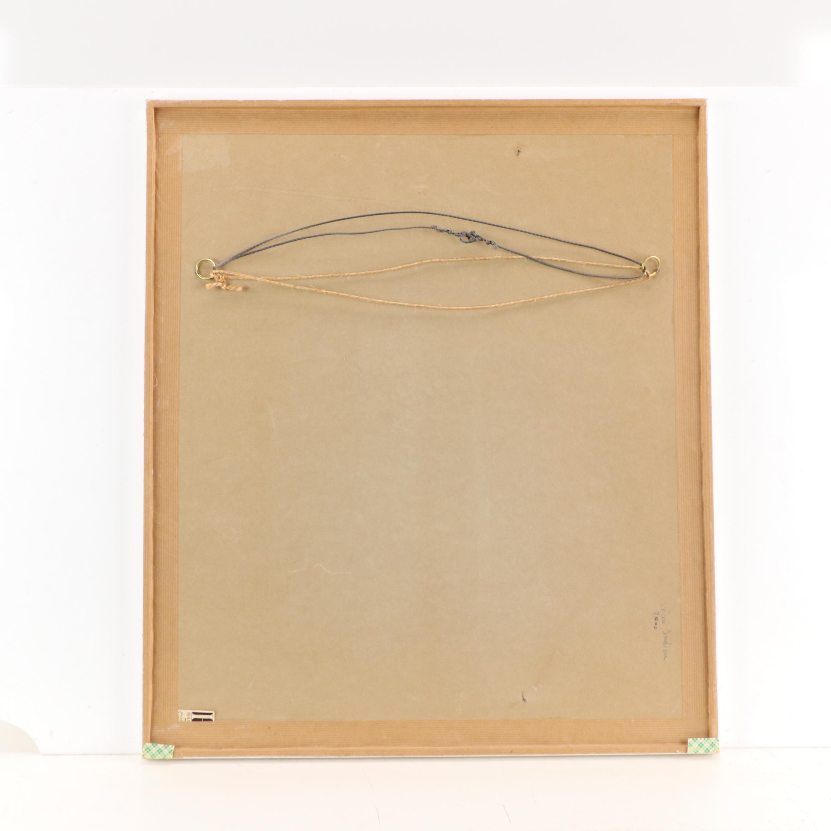 Ink and Watercolor Painting of Tree in Landscape