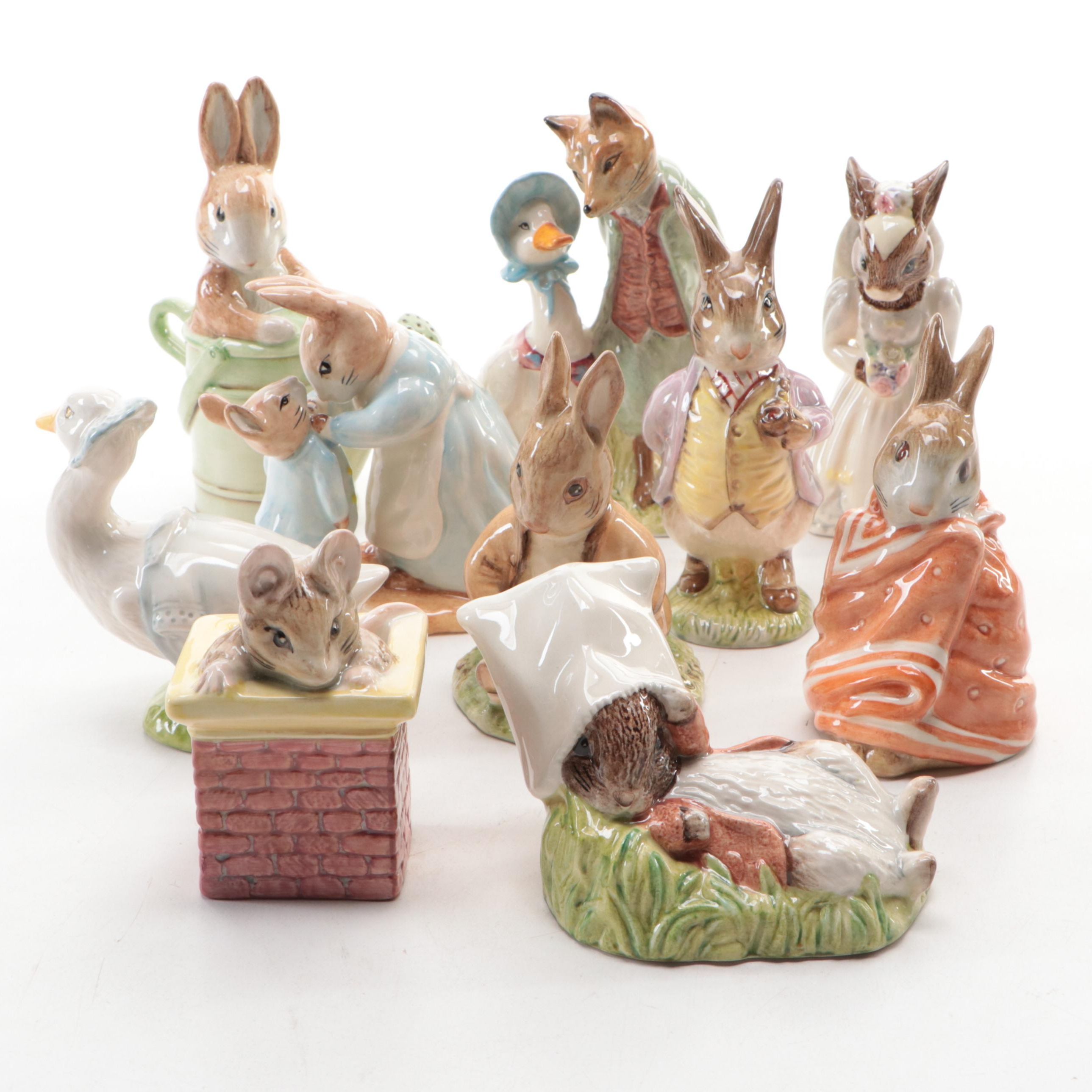 Royal Albert Beatrix Potter Porcelain Figurines Incl. Tom Thumb, Peter Rabbit