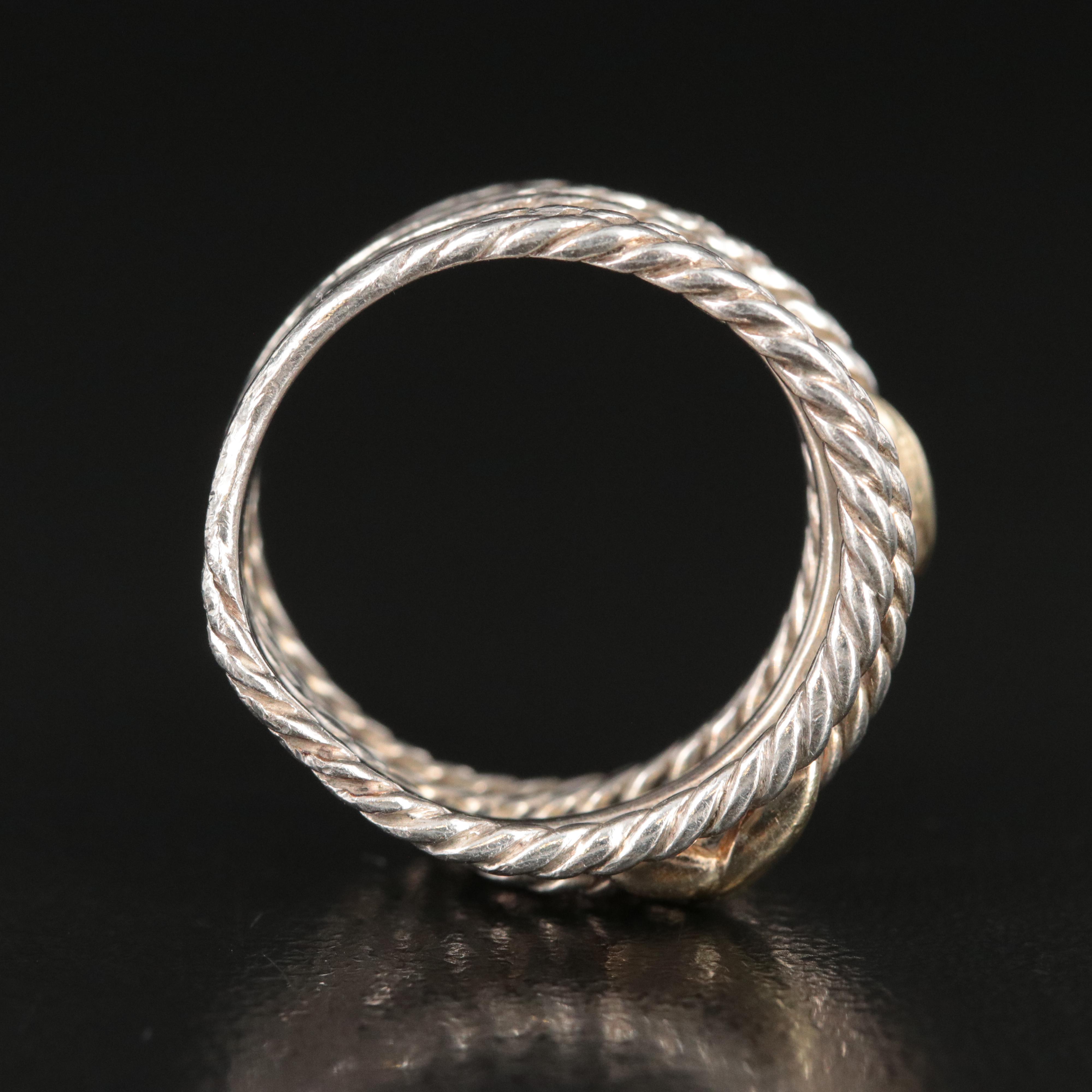 David Yurman Double X Sterling and 18K Crossover Ring