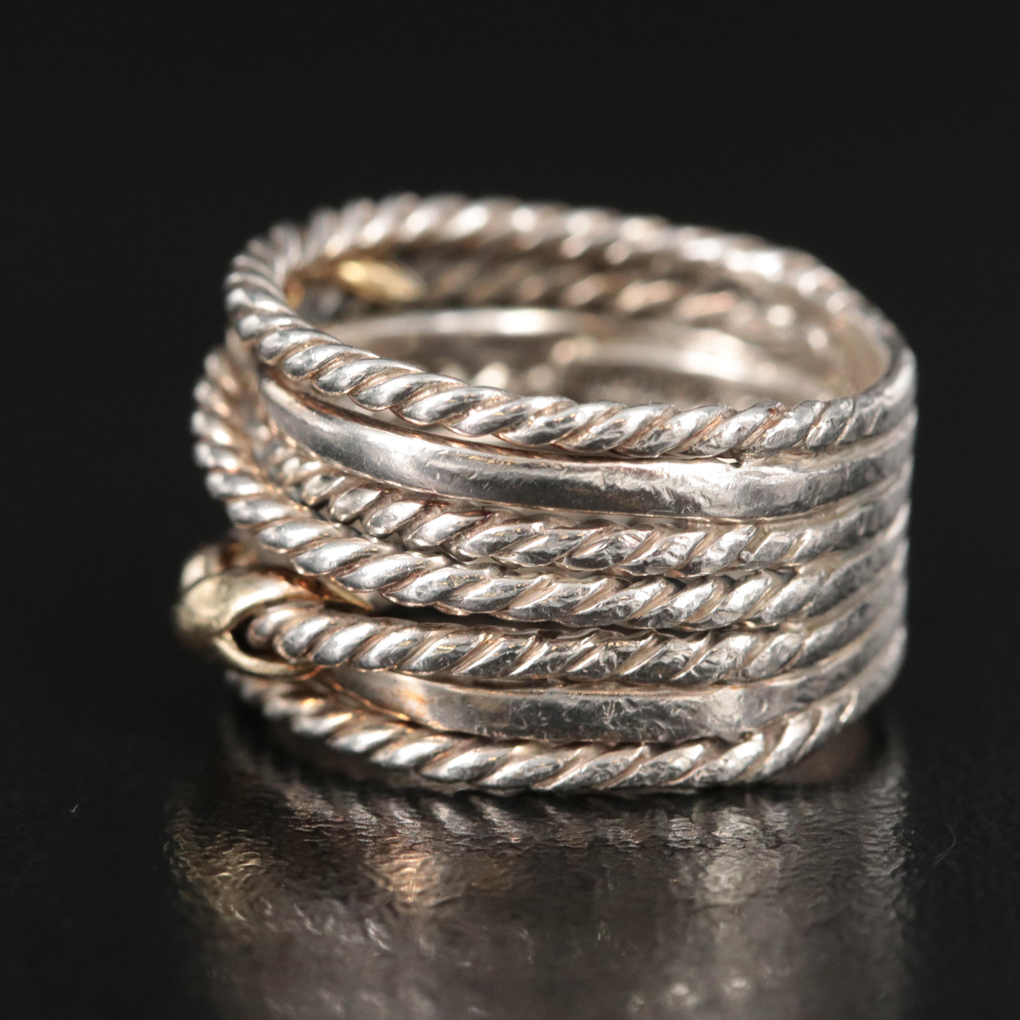 David Yurman Double X Sterling and 18K Crossover Ring