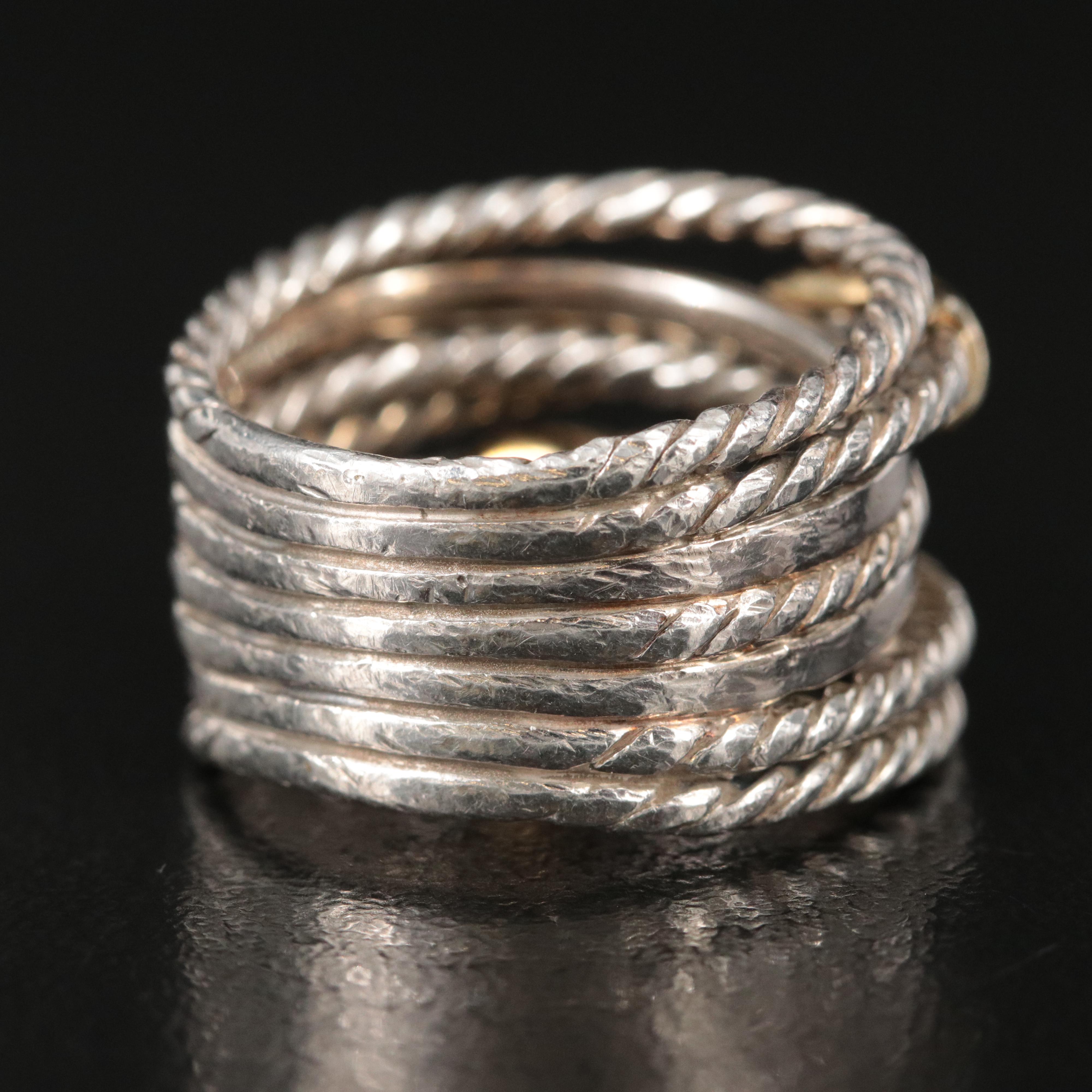 David Yurman Double X Sterling and 18K Crossover Ring