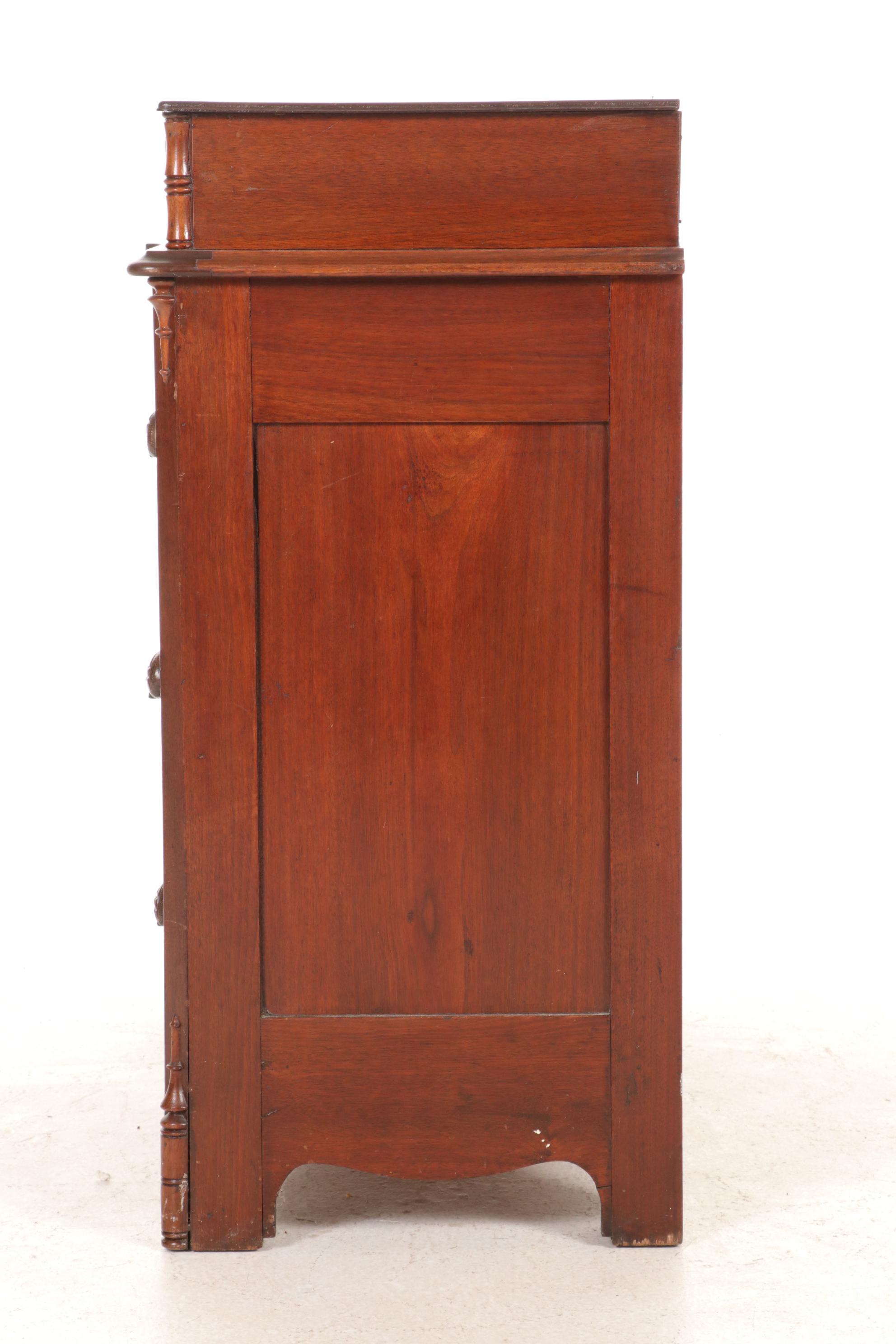Victorian Marble Top Walnut Dresser, Late 19th to Early 20th Century