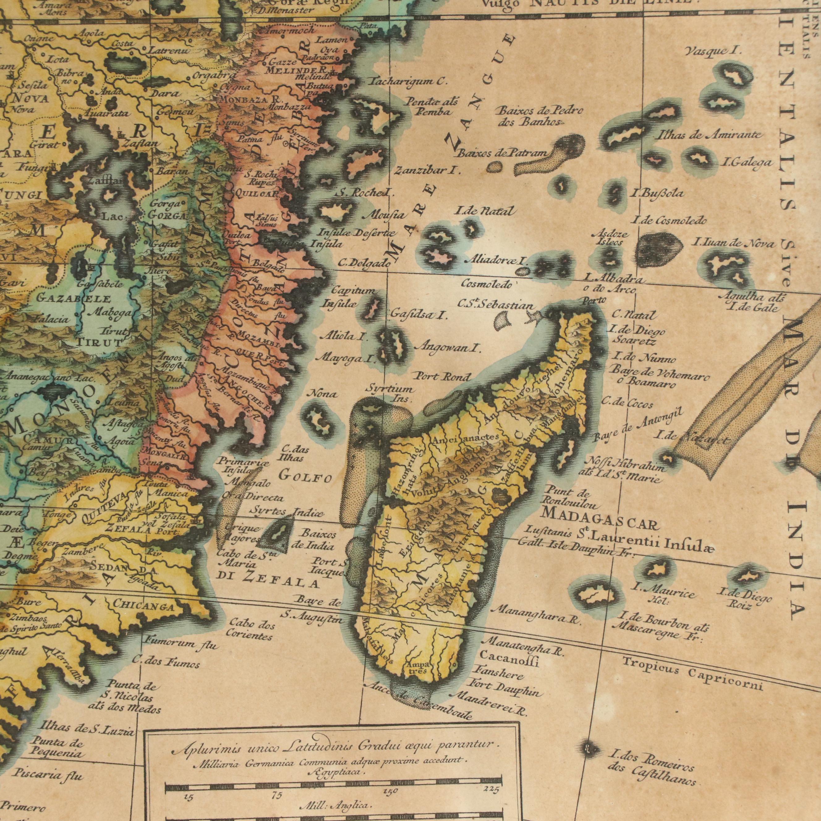 Hand-Colored Map Engraving "Africa," 18th Century