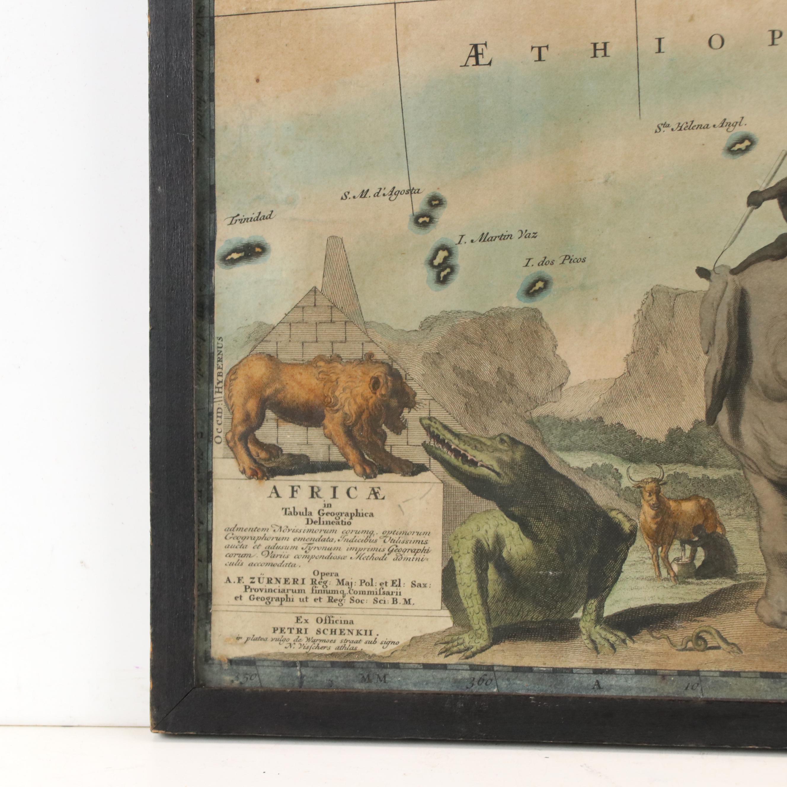 Hand-Colored Map Engraving "Africa," 18th Century