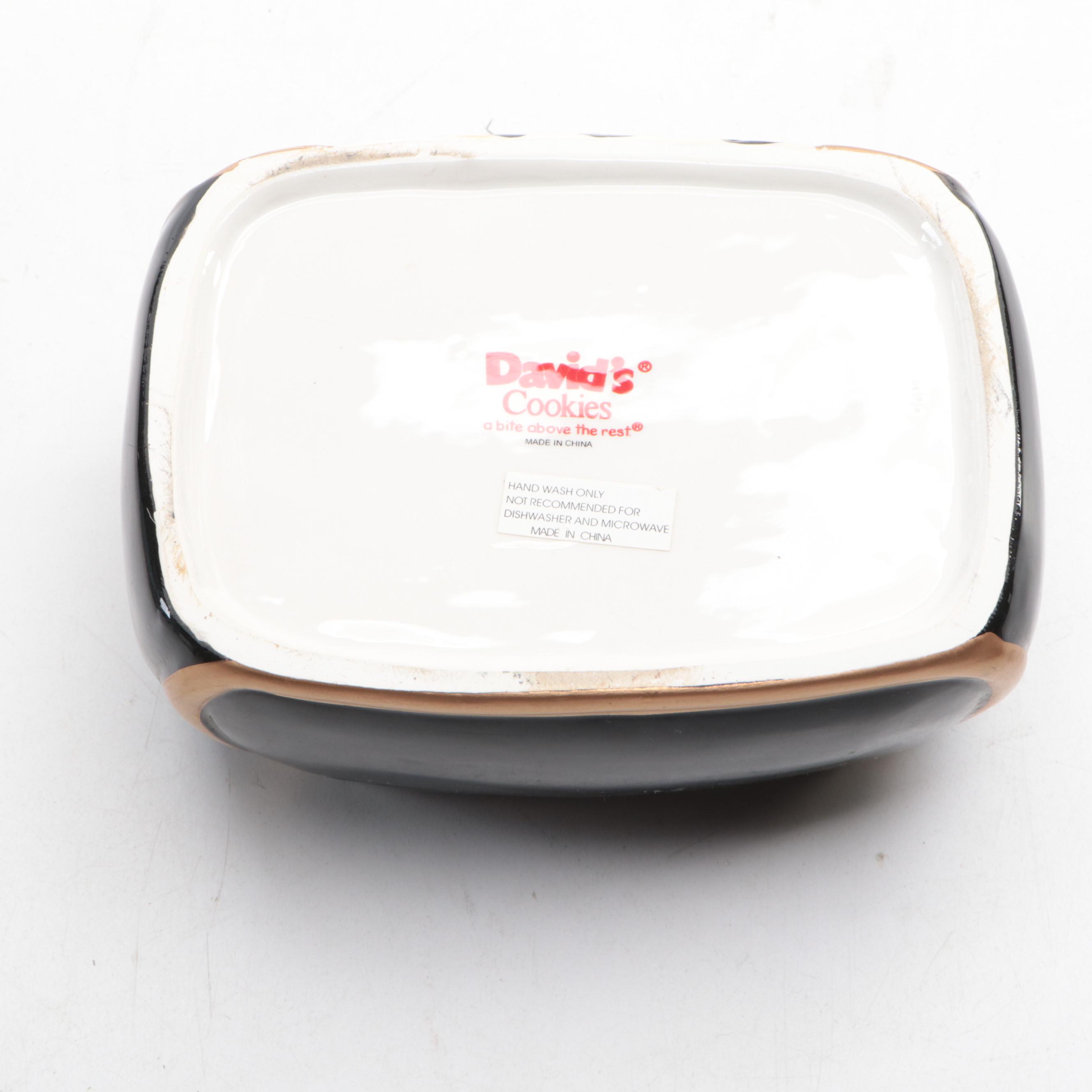 Earthenware "Treats' Dog Cookie Jar, David's Cookie Jar & Resin Lidded Compote