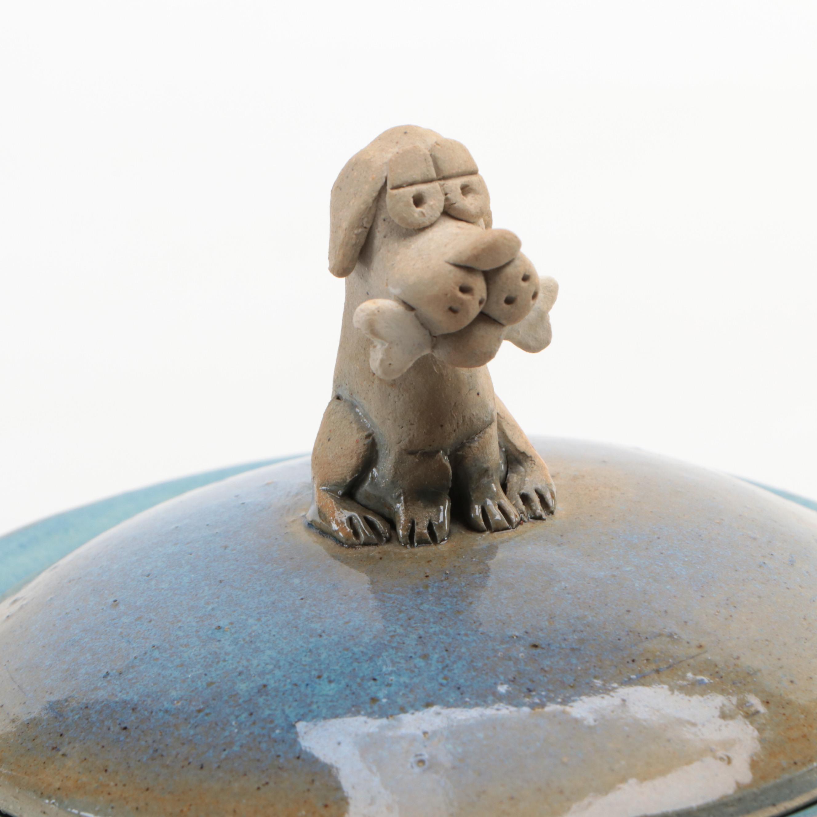 Earthenware "Treats' Dog Cookie Jar, David's Cookie Jar & Resin Lidded Compote