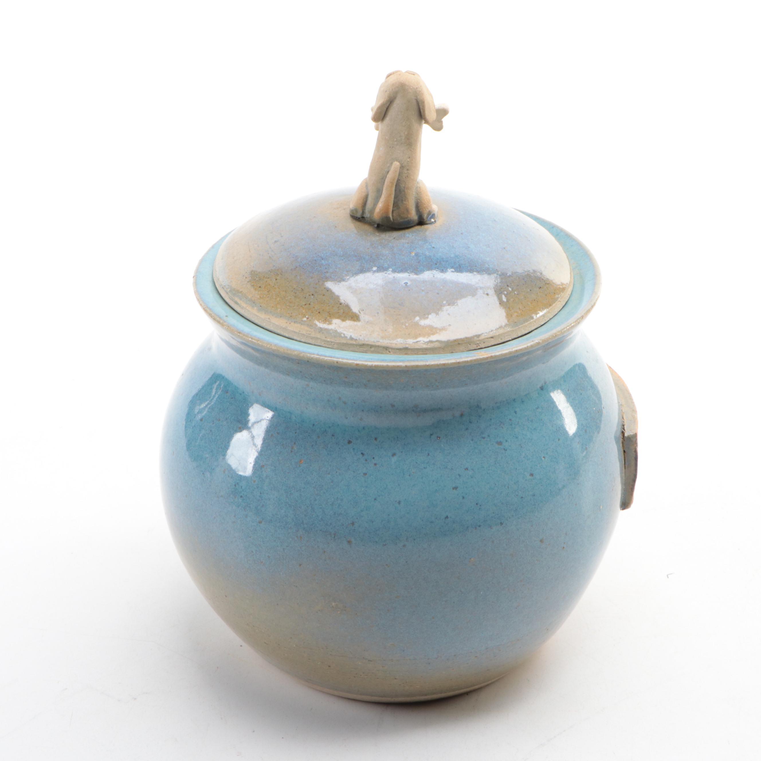 Earthenware "Treats' Dog Cookie Jar, David's Cookie Jar & Resin Lidded Compote