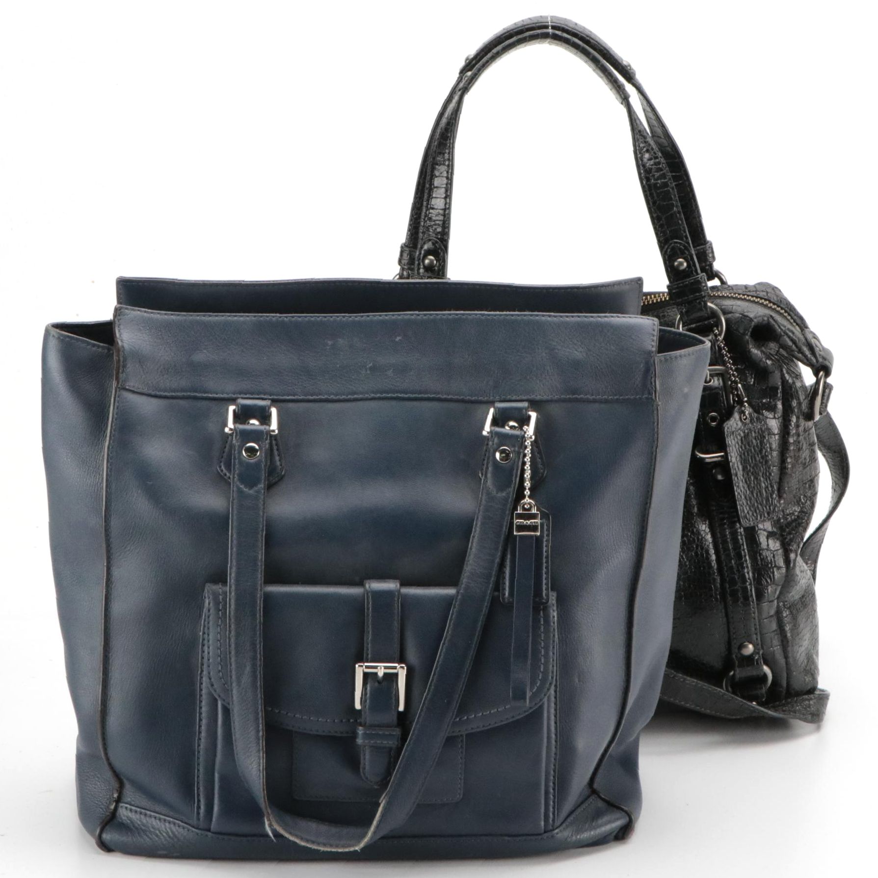 Coach Charlie Tote in Leather & Alexandra Two-Way Croc Embossed Shoulder Bag