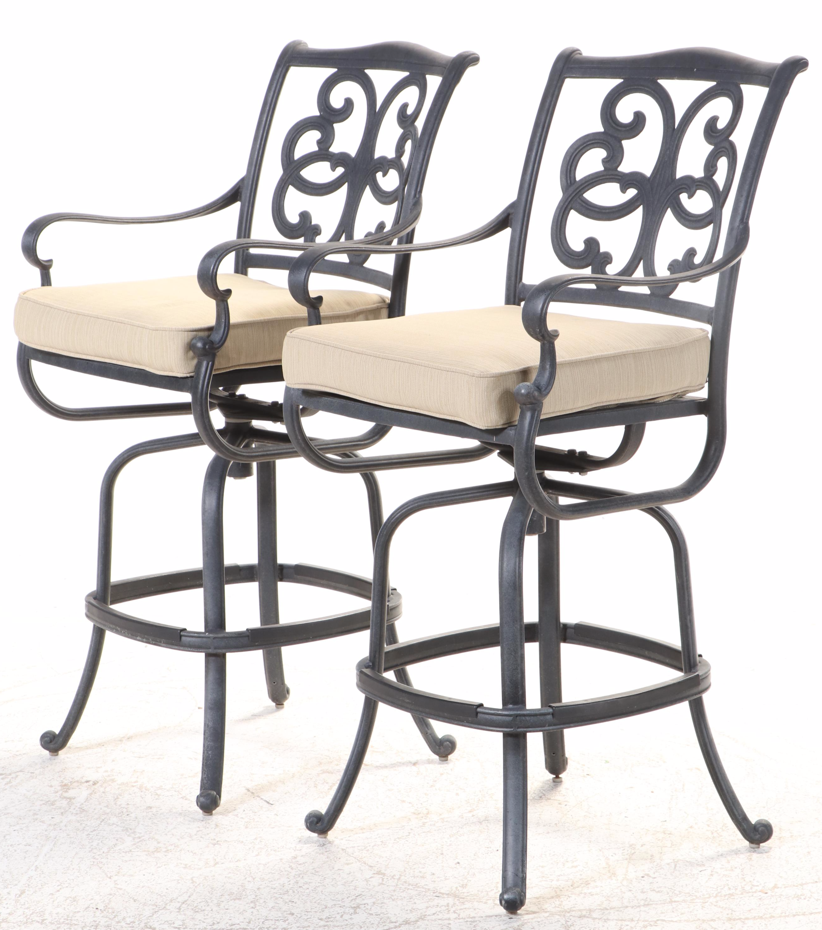 Three-Piece Cast Aluminum Patio Bar Set with Umbrella, Incl. Hanamint