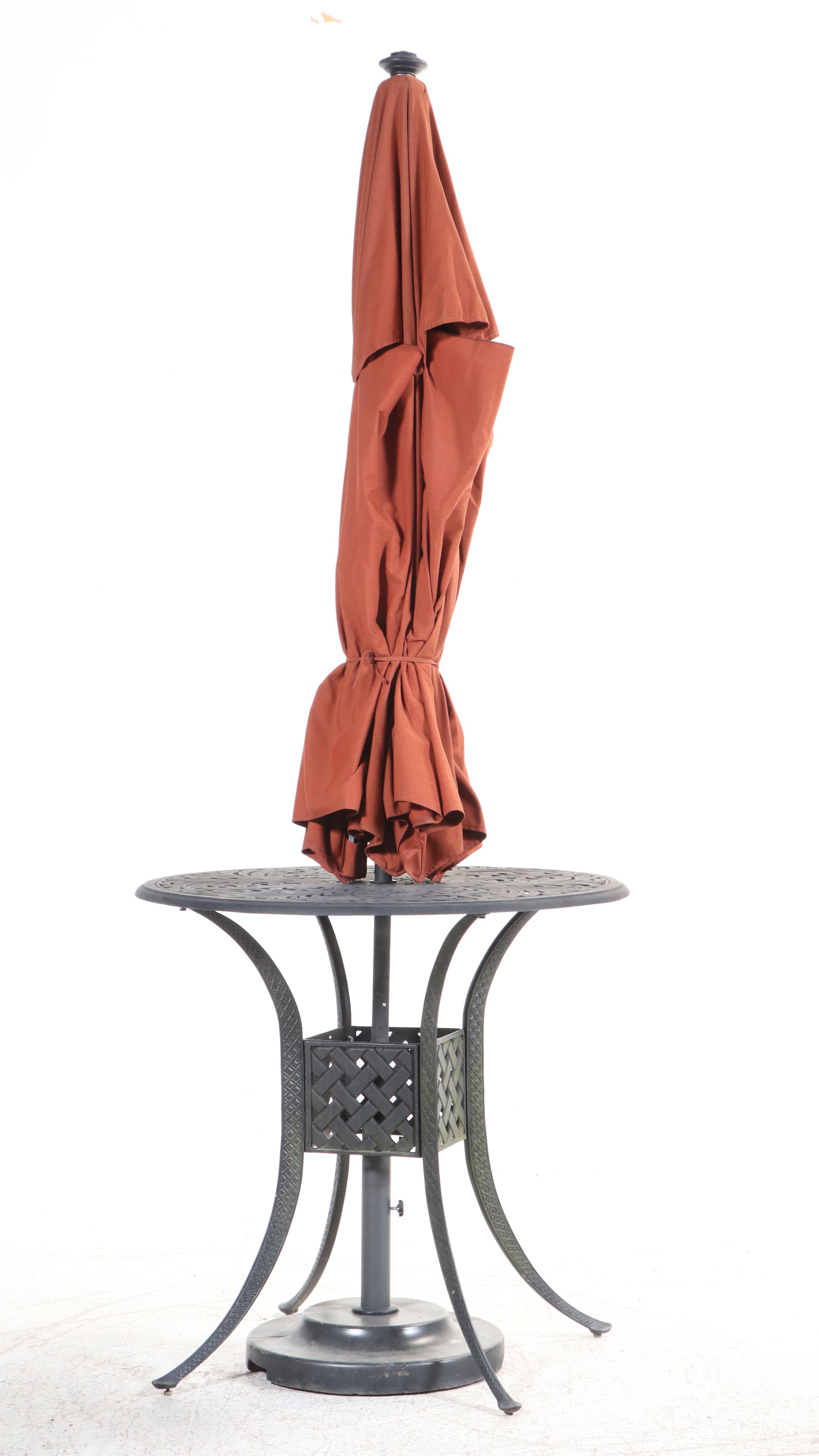 Three-Piece Cast Aluminum Patio Bar Set with Umbrella, Incl. Hanamint