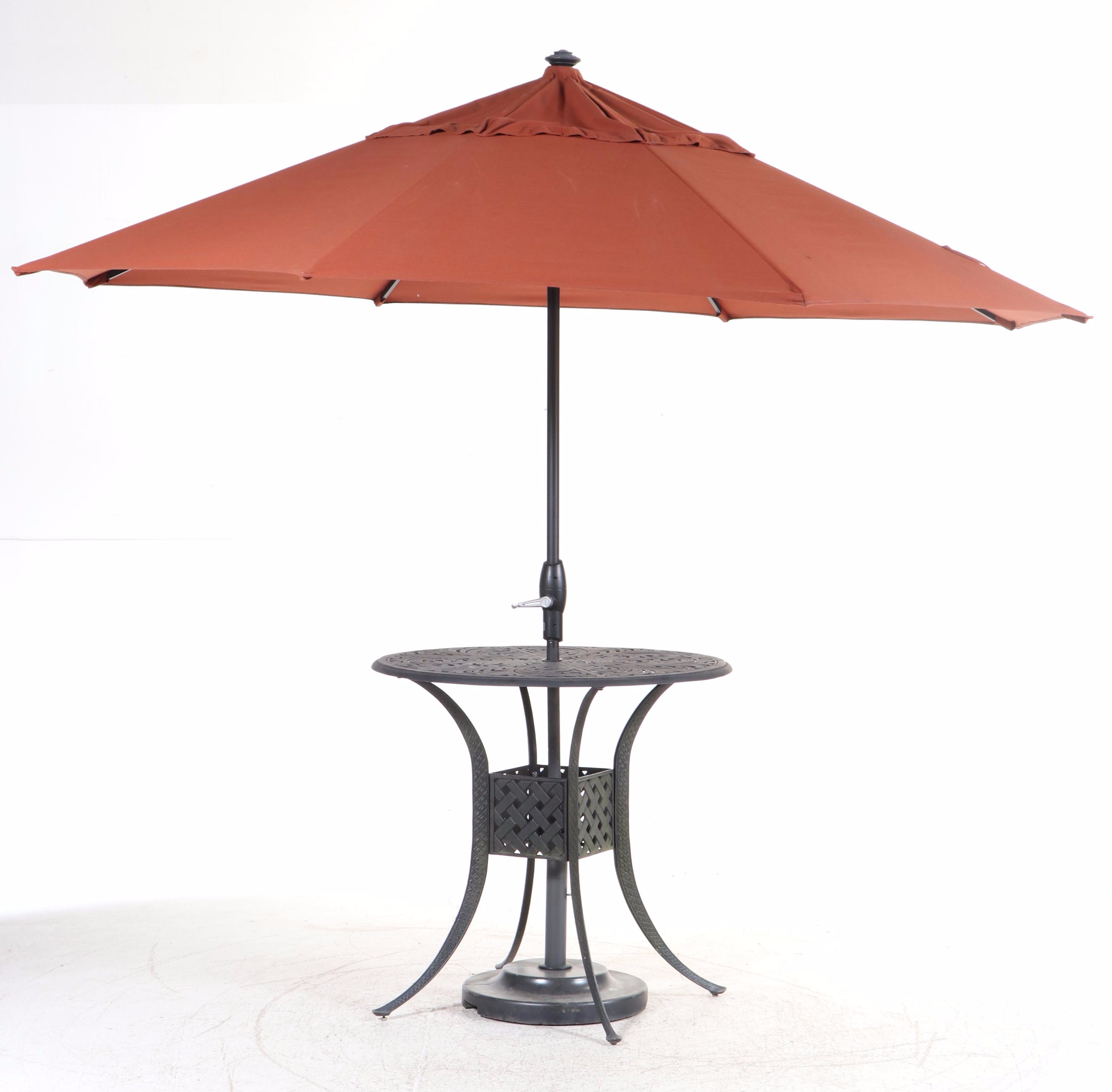 Three-Piece Cast Aluminum Patio Bar Set with Umbrella, Incl. Hanamint