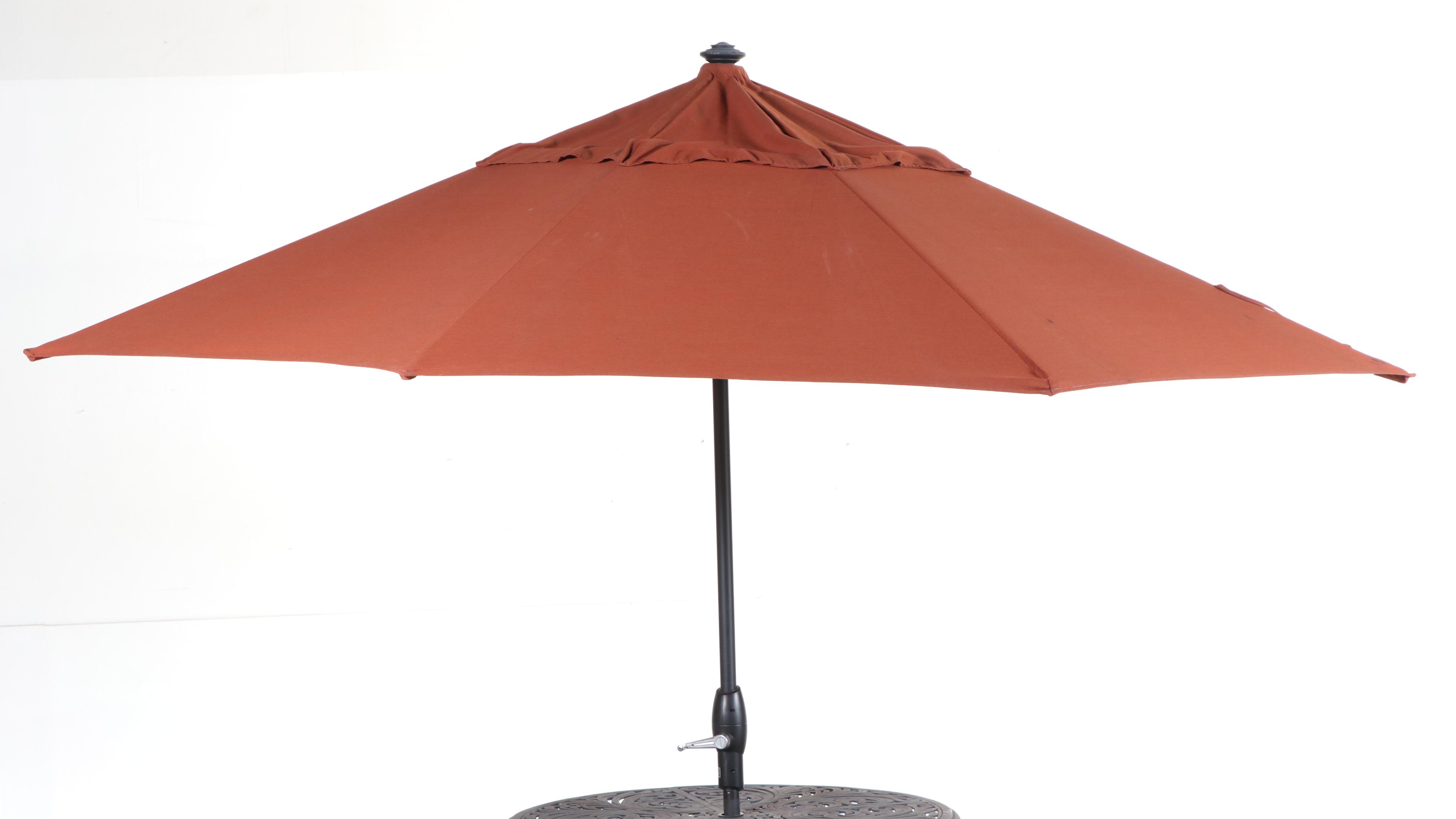 Three-Piece Cast Aluminum Patio Bar Set with Umbrella, Incl. Hanamint