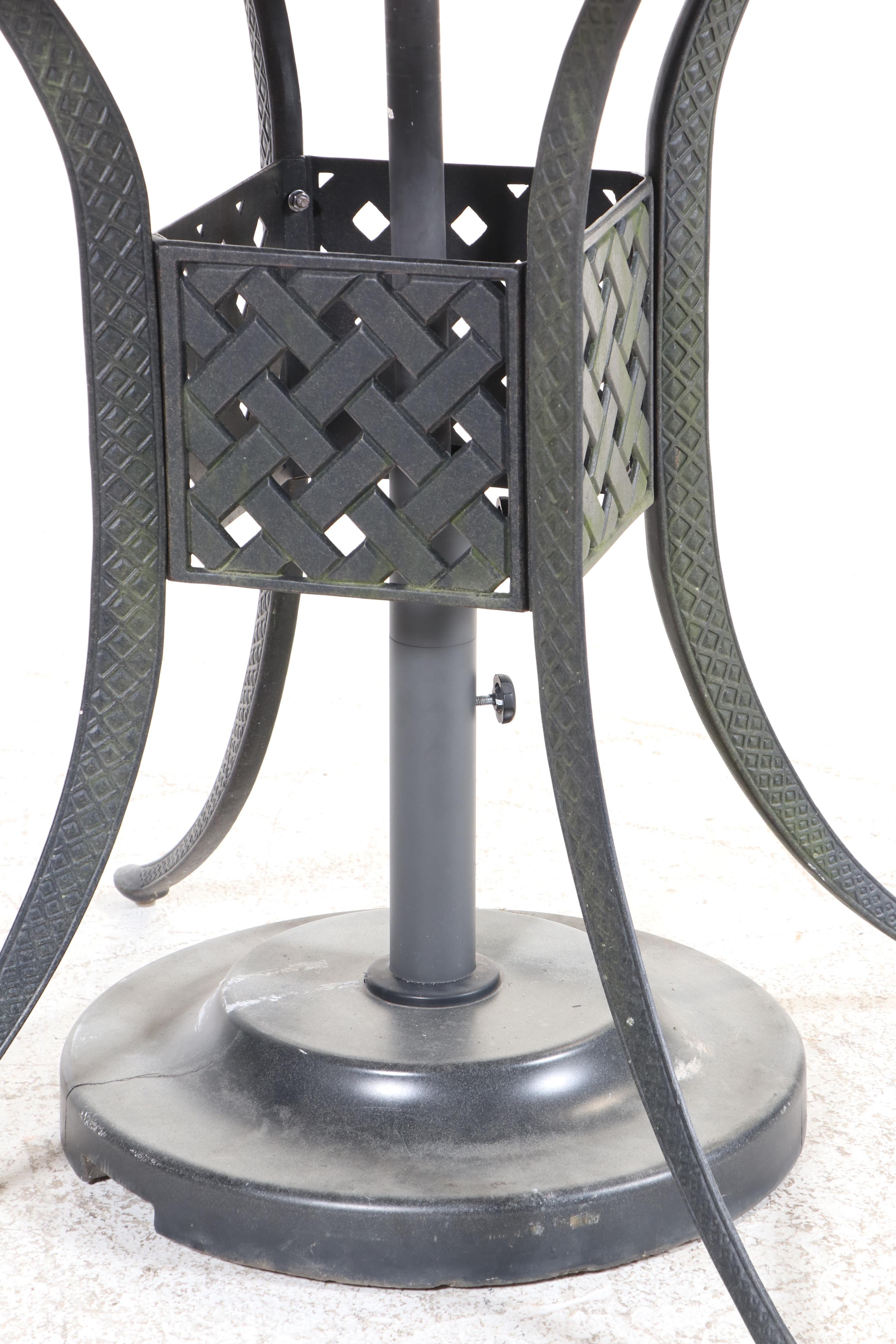 Three-Piece Cast Aluminum Patio Bar Set with Umbrella, Incl. Hanamint