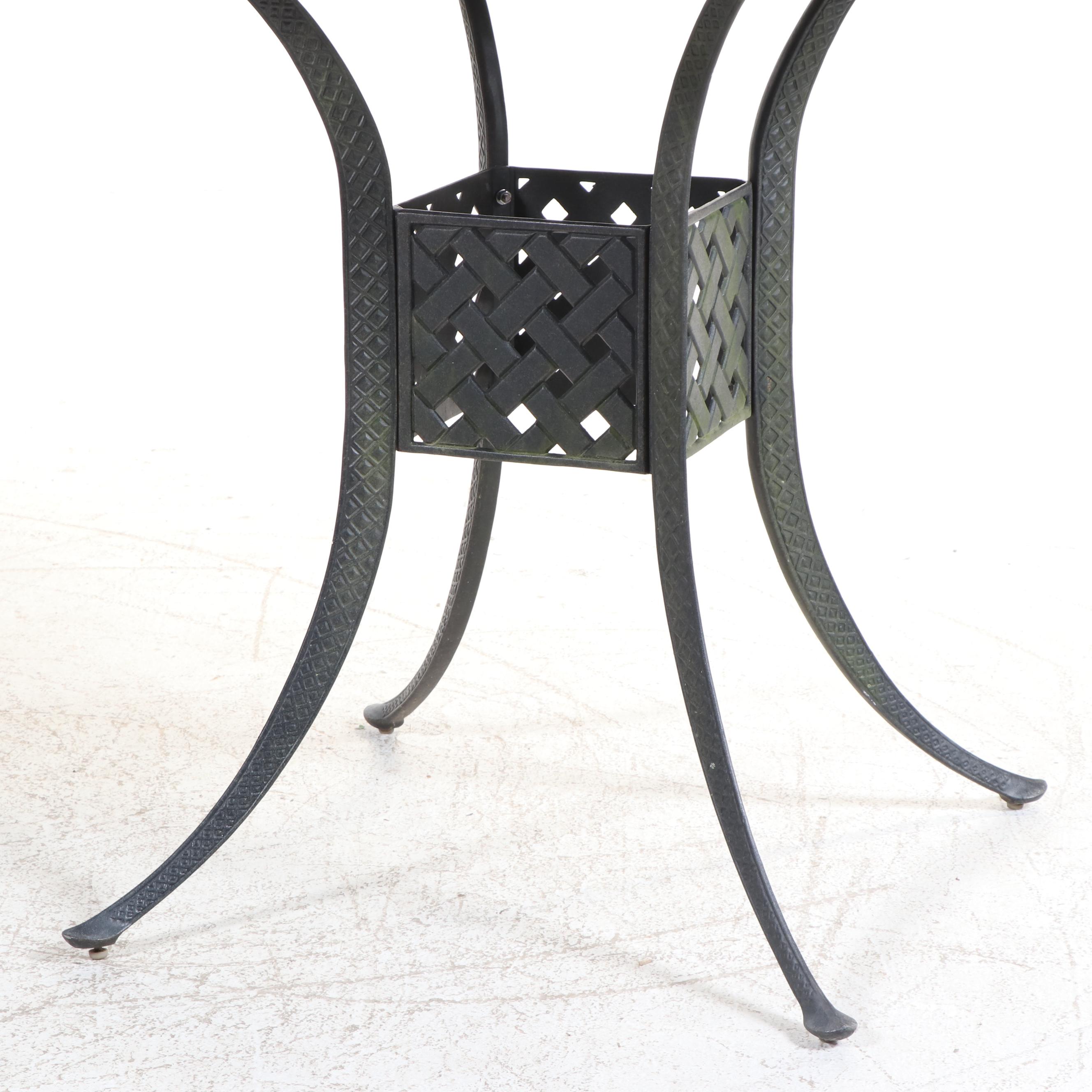 Three-Piece Cast Aluminum Patio Bar Set with Umbrella, Incl. Hanamint