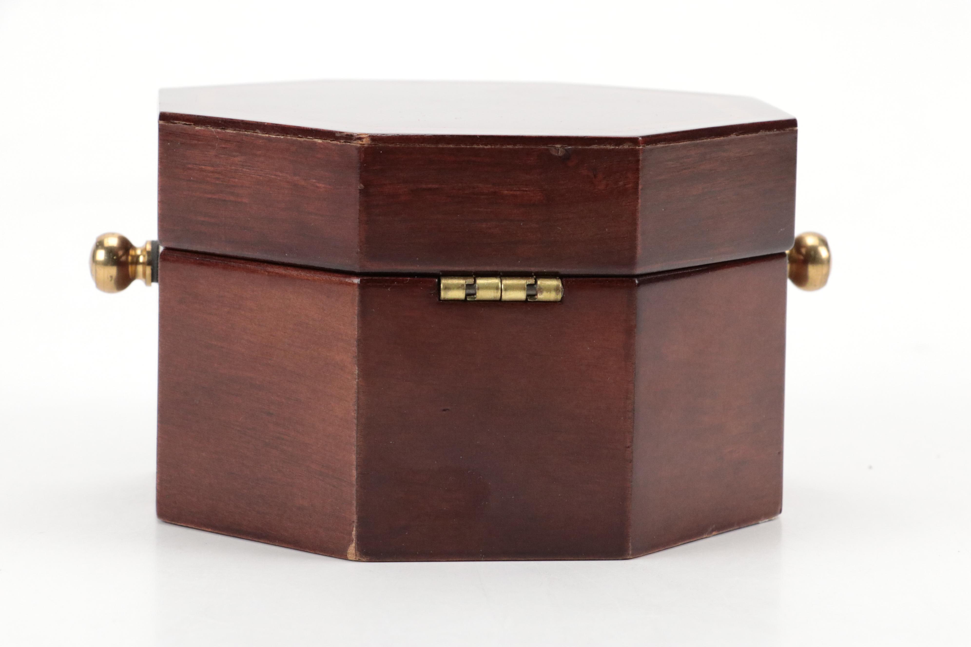 Bombay Company Brass Gimbal Clock in Mahogany Finish Octagonal Case