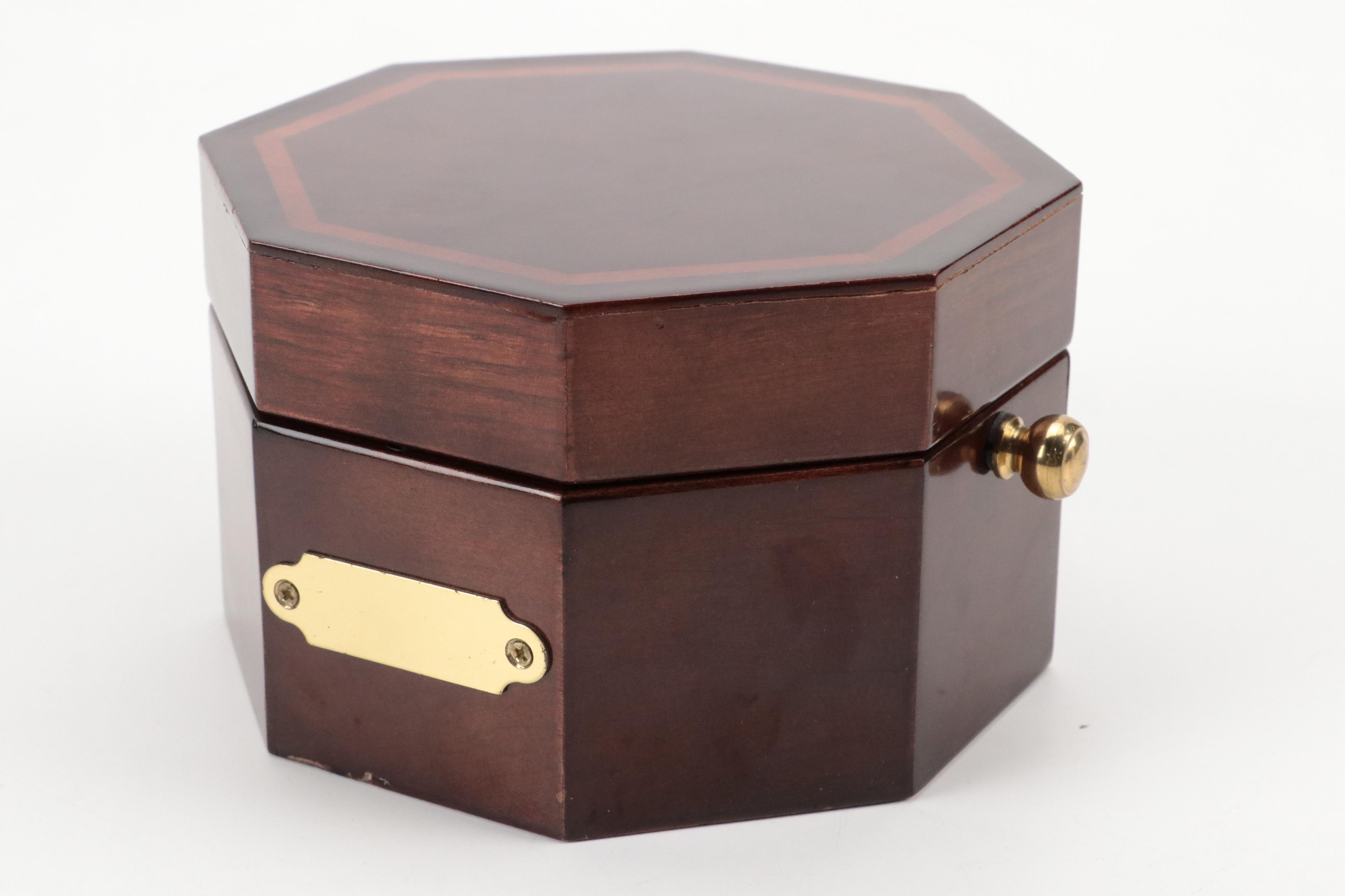 Bombay Company Brass Gimbal Clock in Mahogany Finish Octagonal Case