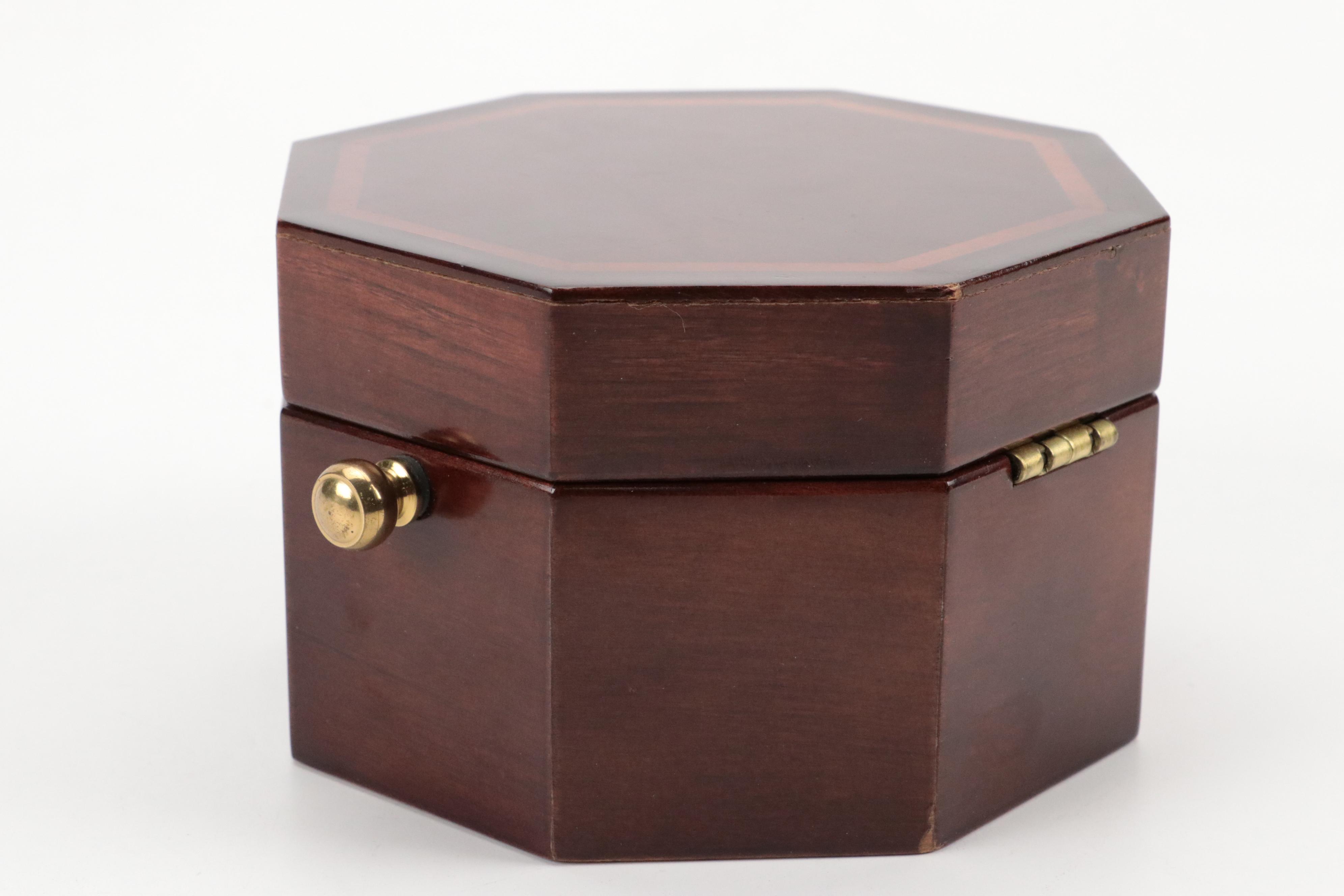 Bombay Company Brass Gimbal Clock in Mahogany Finish Octagonal Case