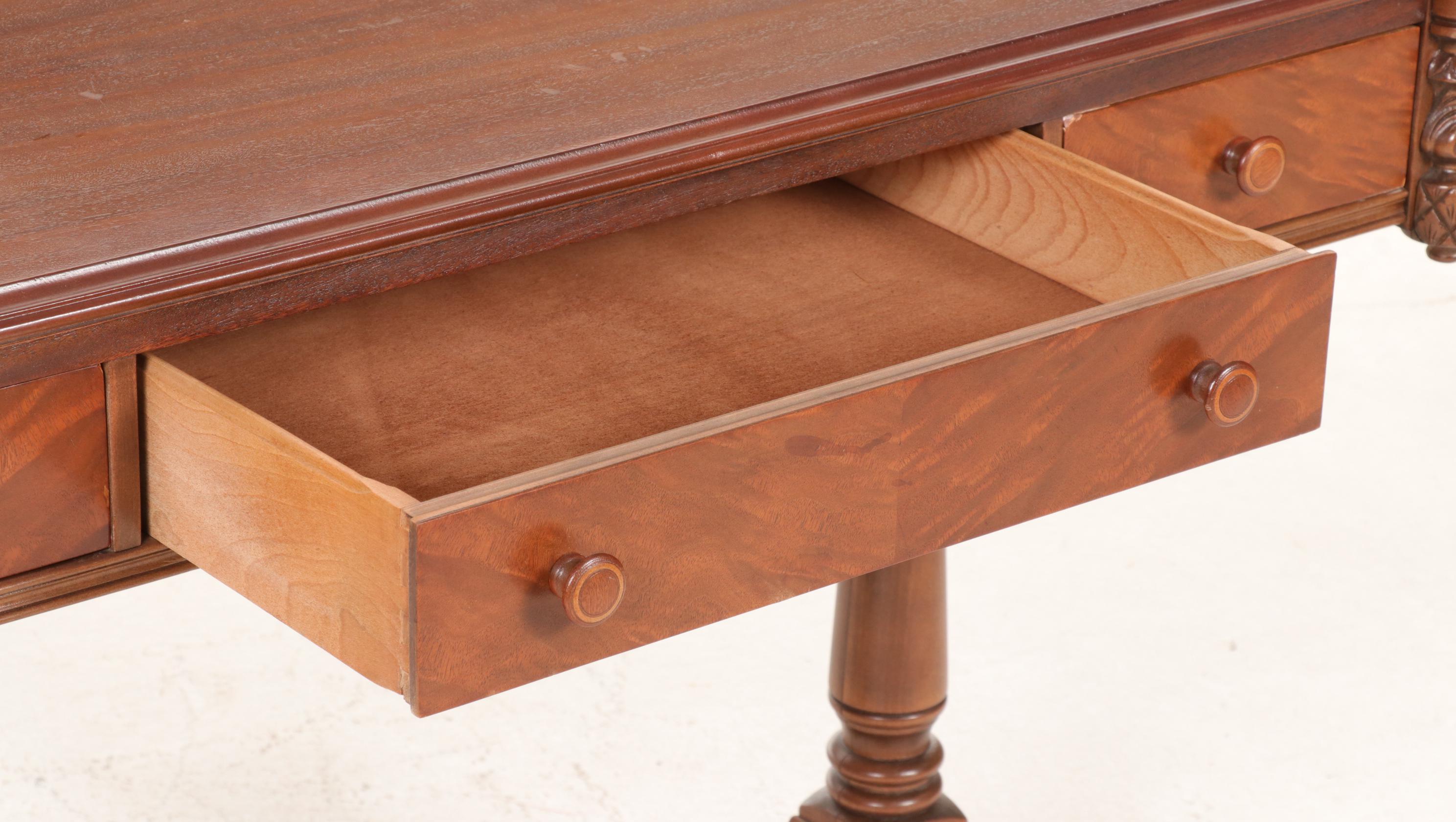 Federal Style Mahogany Two-Pedestal Console Table