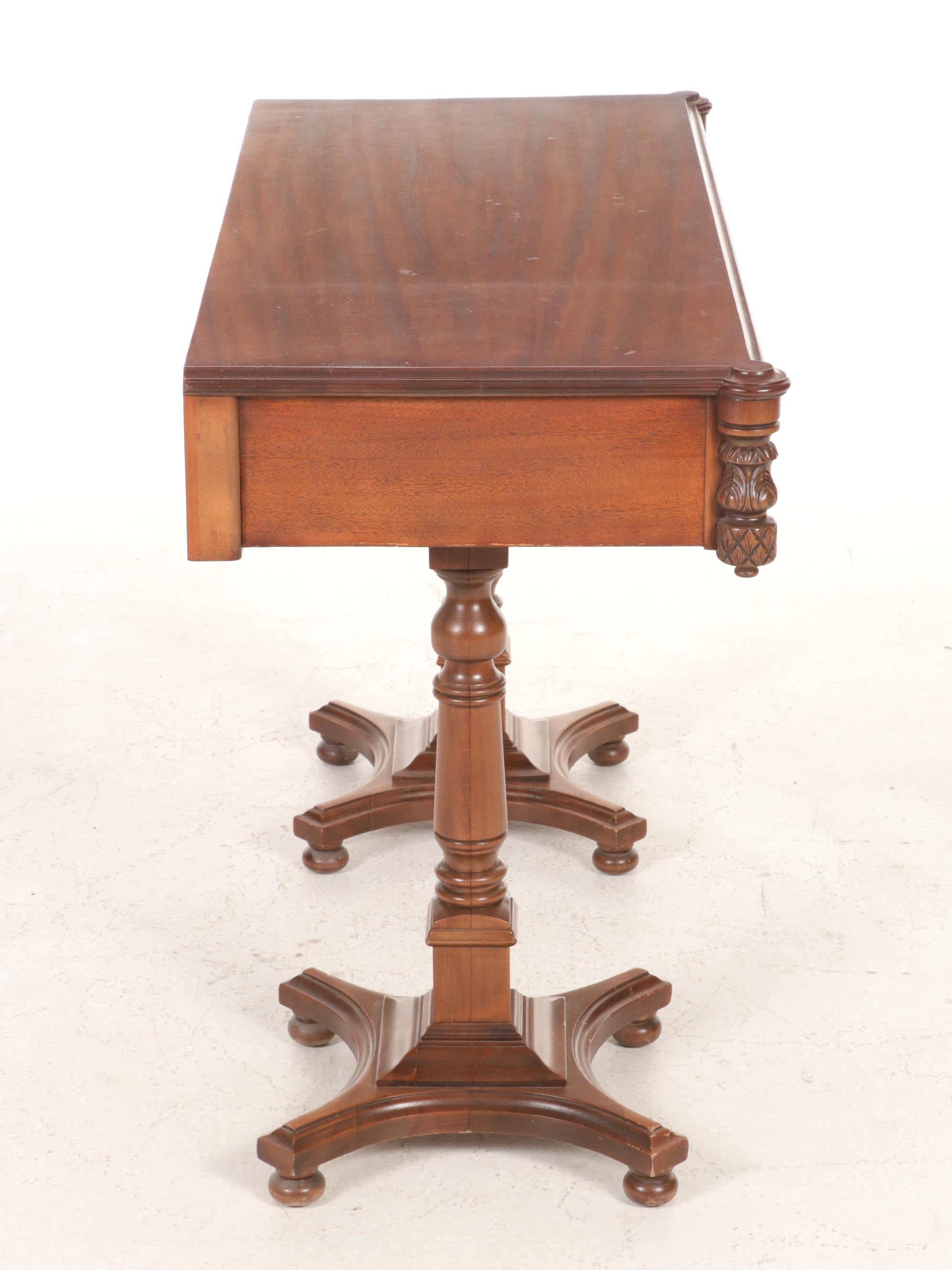 Federal Style Mahogany Two-Pedestal Console Table