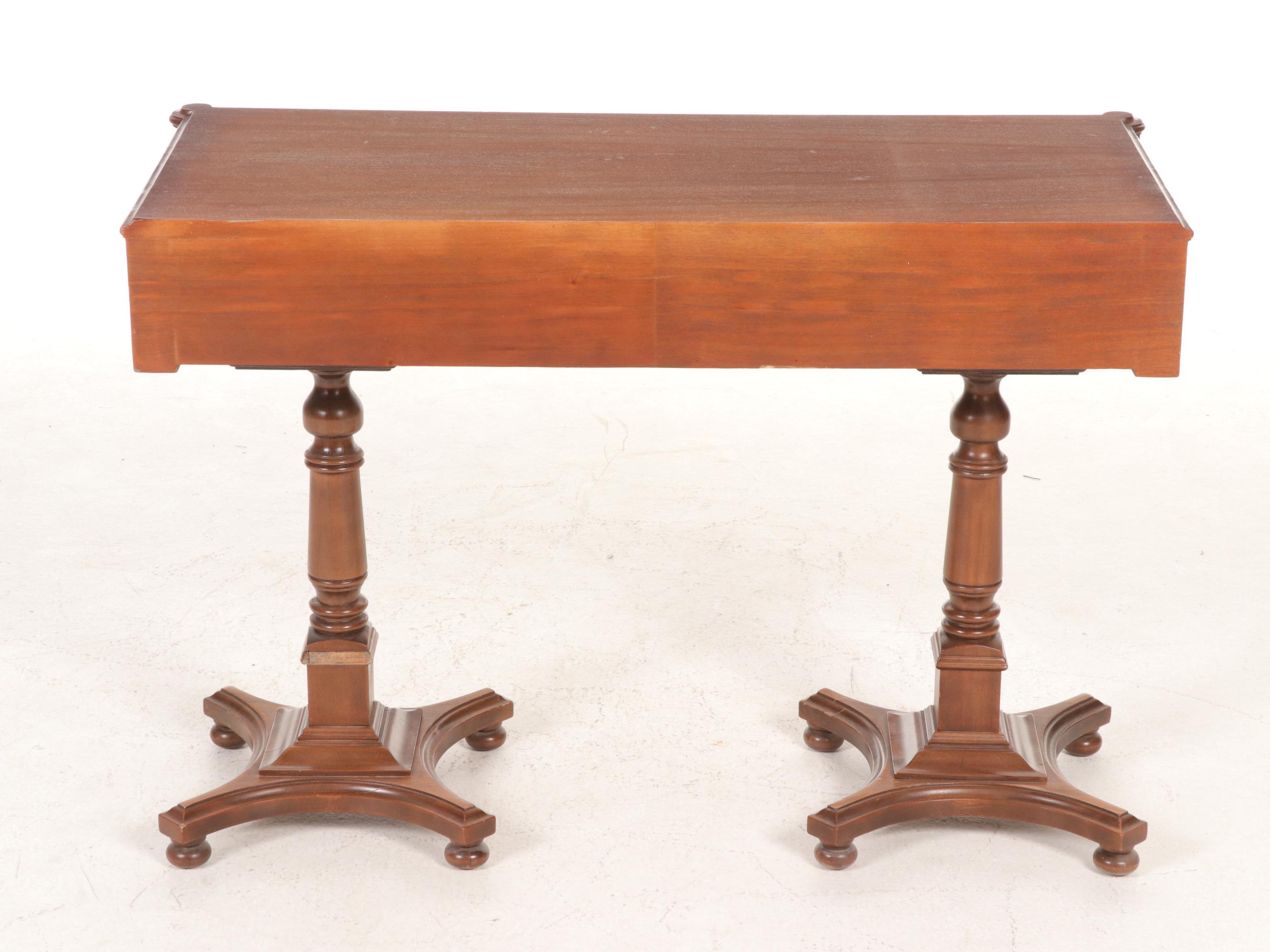 Federal Style Mahogany Two-Pedestal Console Table