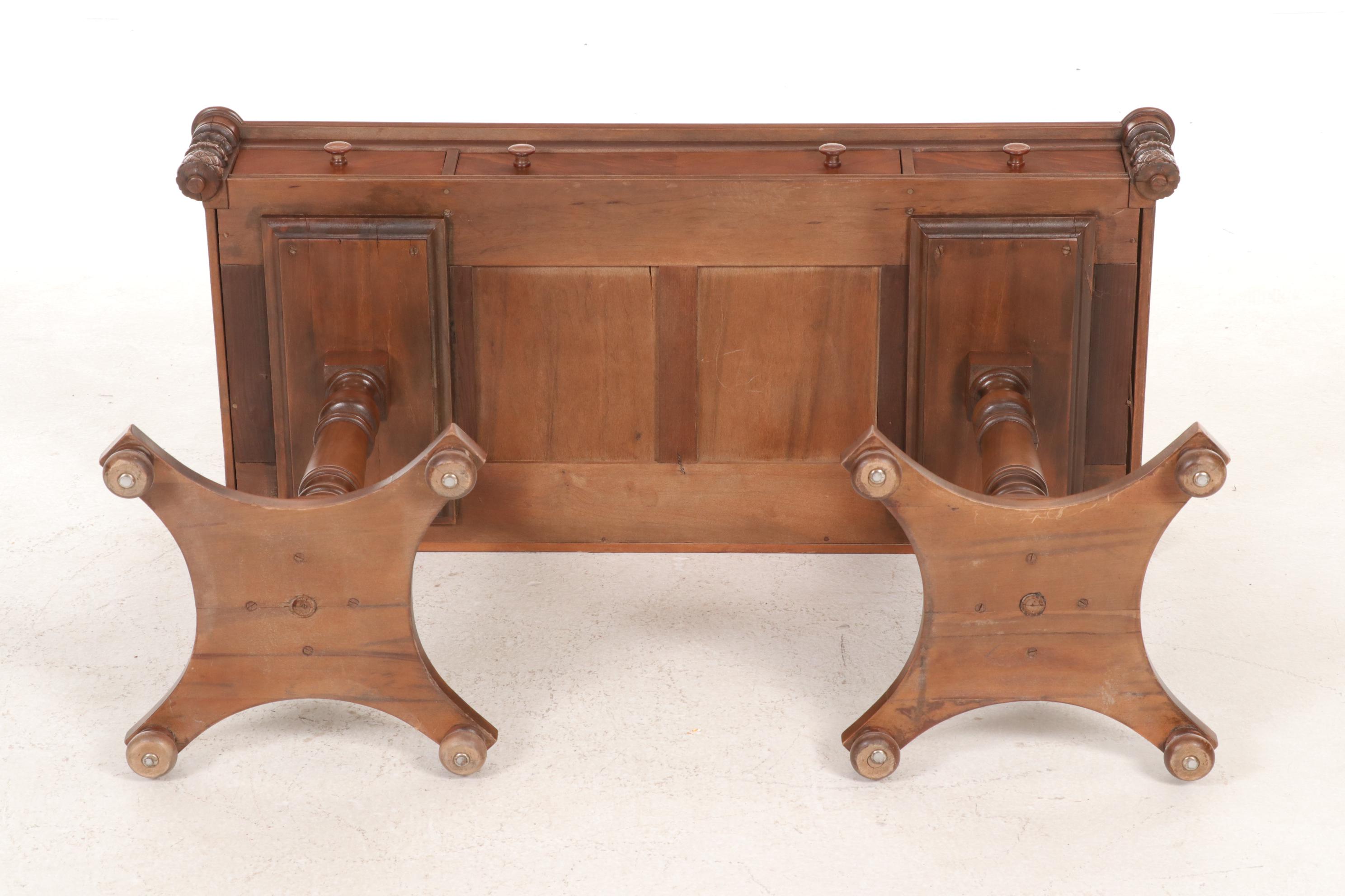 Federal Style Mahogany Two-Pedestal Console Table