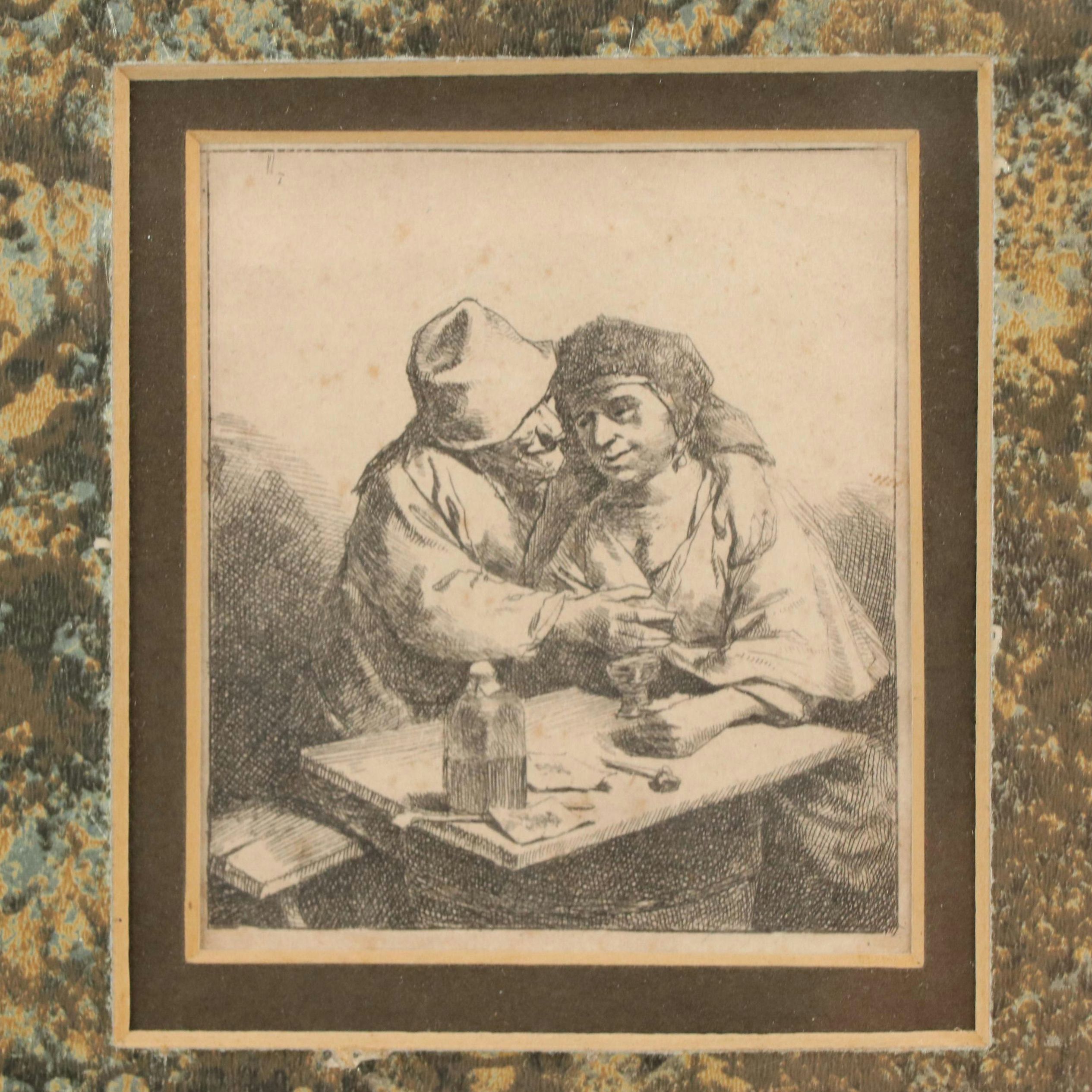 Cornelis Pietersz Bega Etching "The Amorous Couple"