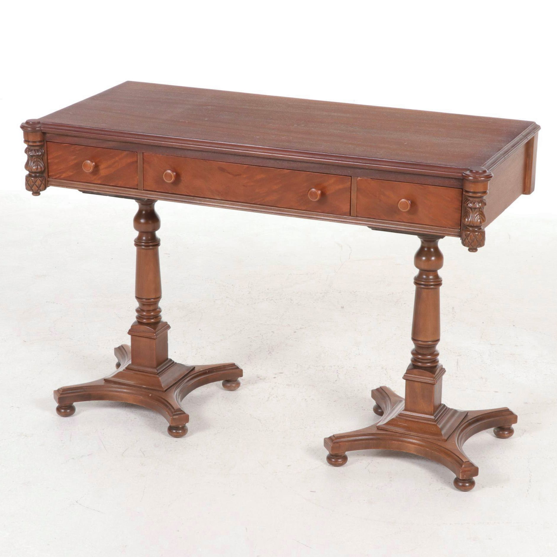 Federal Style Mahogany Two-Pedestal Console Table