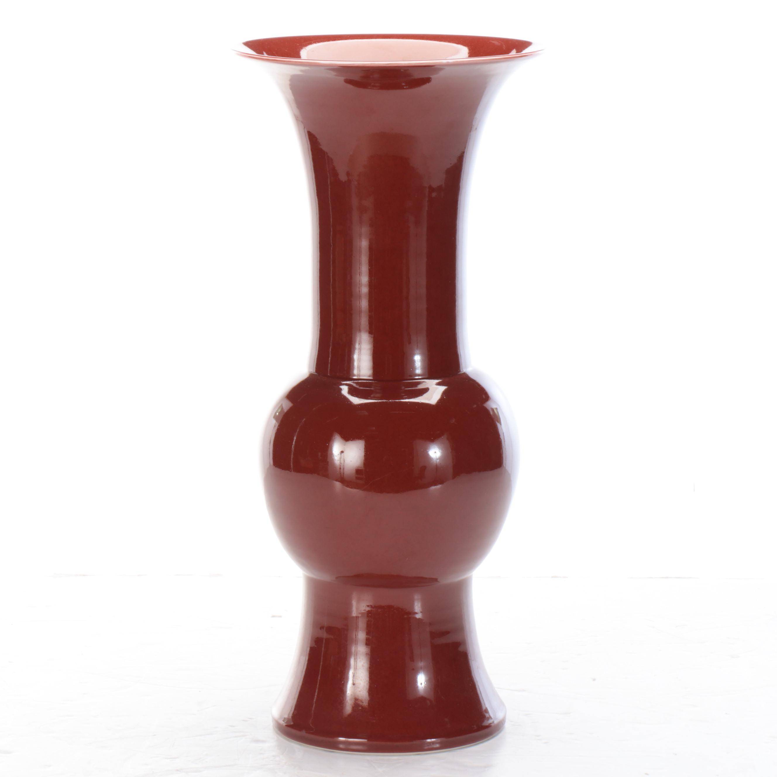 Red Glossy Glazed Ceramic Floor Vases