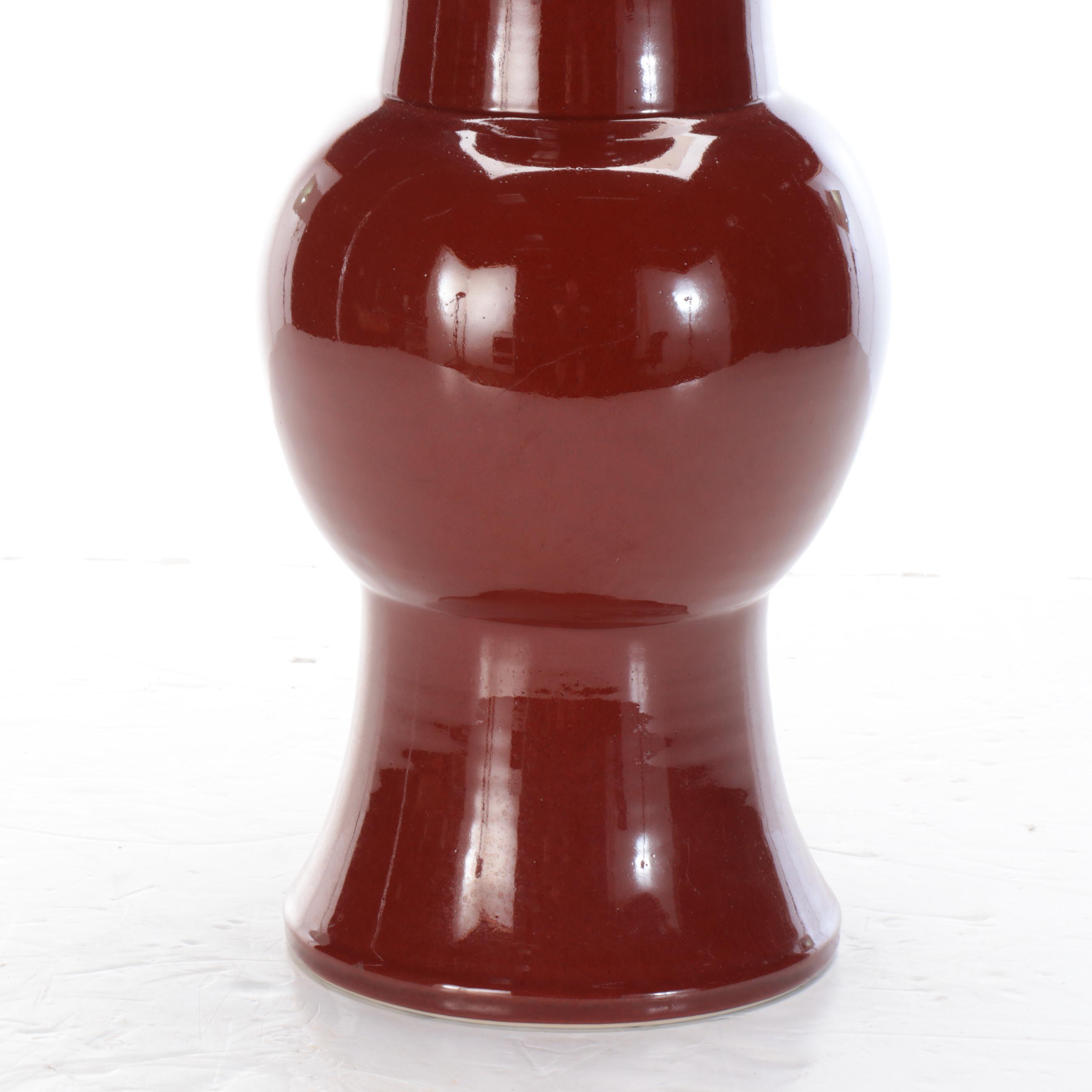 Red Glossy Glazed Ceramic Floor Vases