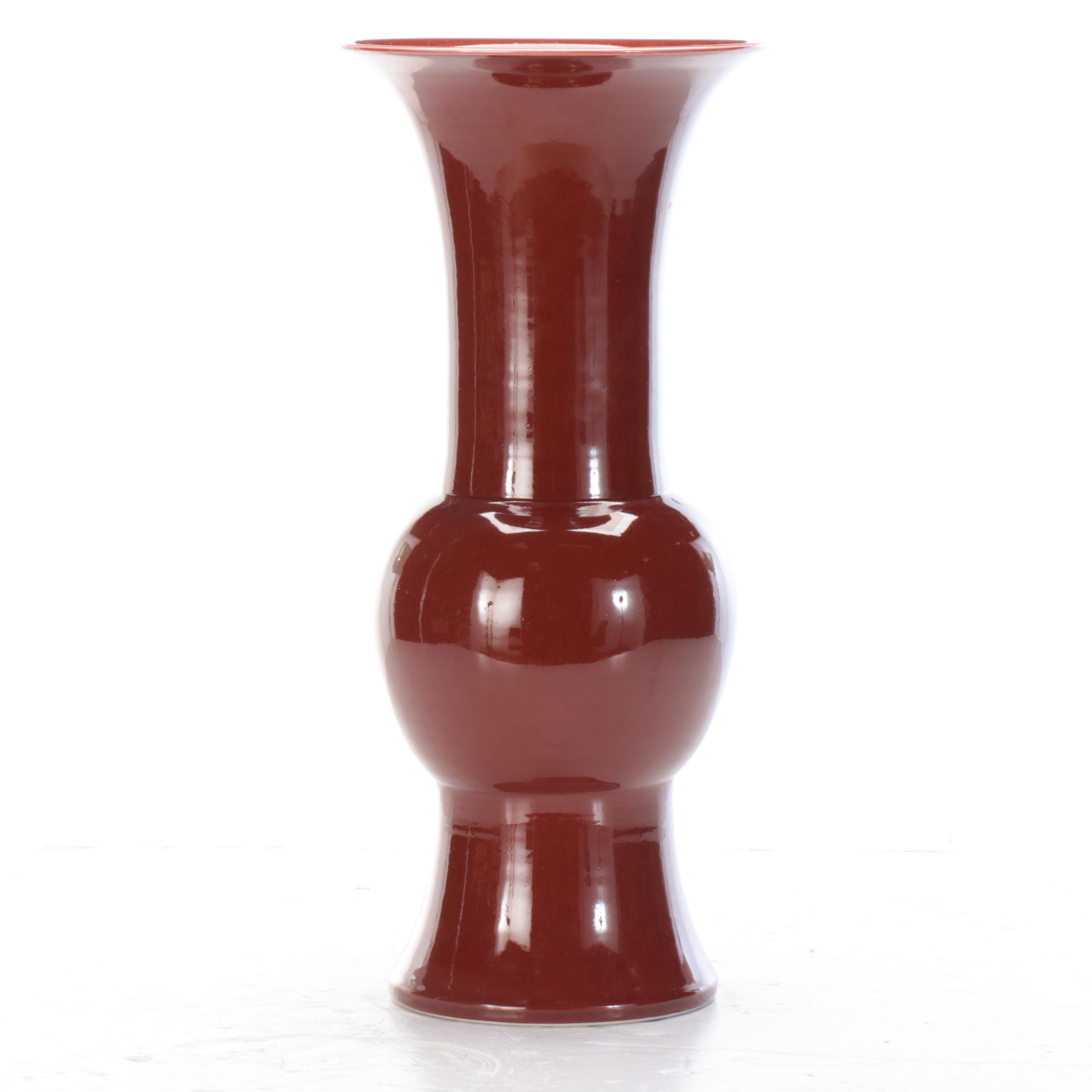 Red Glossy Glazed Ceramic Floor Vases