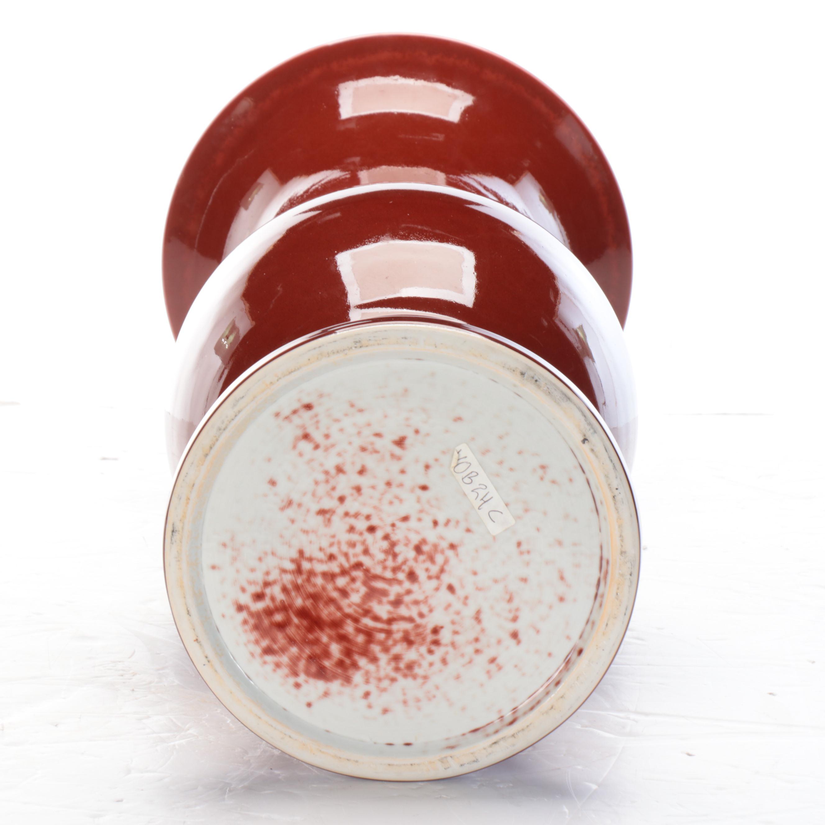 Red Glossy Glazed Ceramic Floor Vases