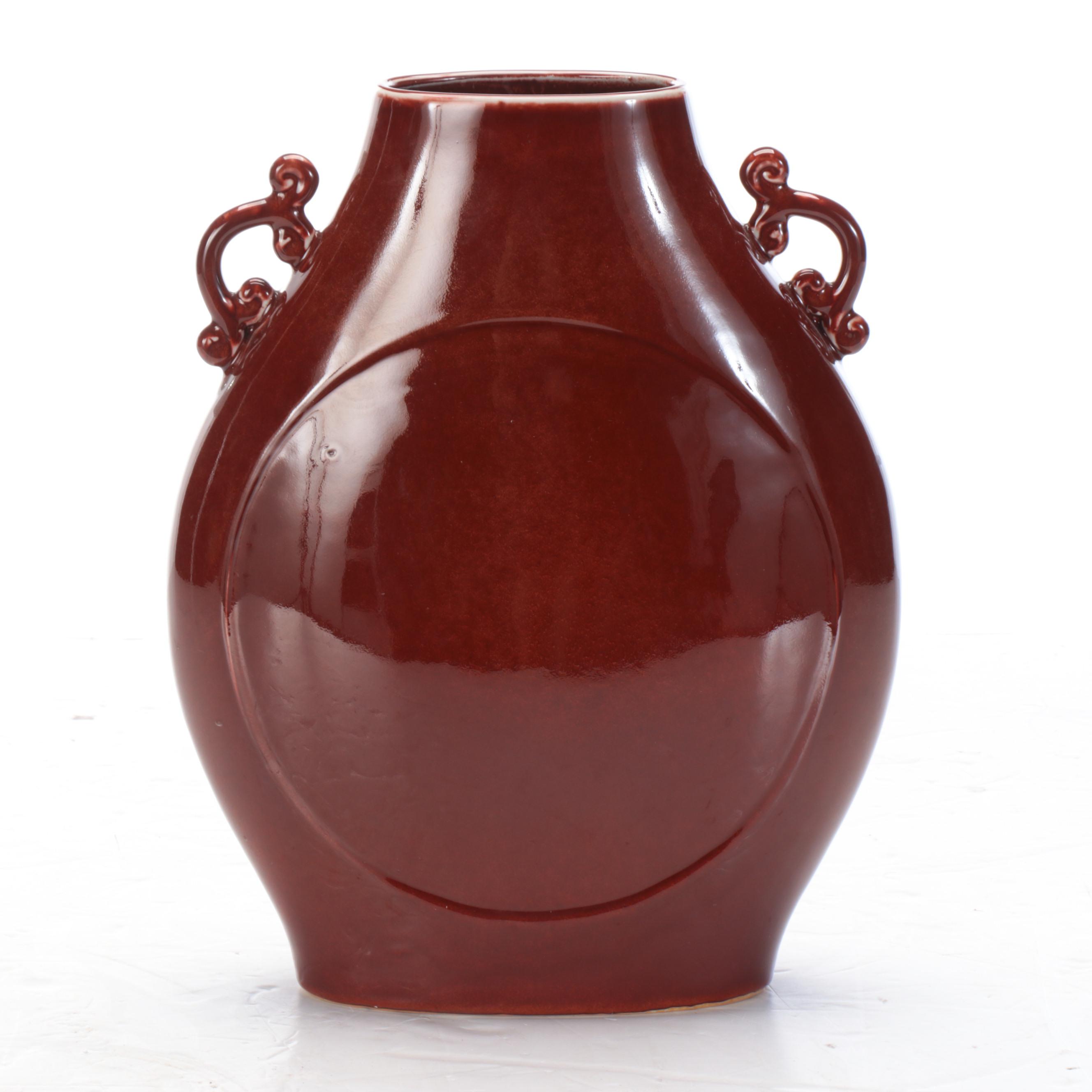 Red Glossy Glazed Ceramic Floor Vases