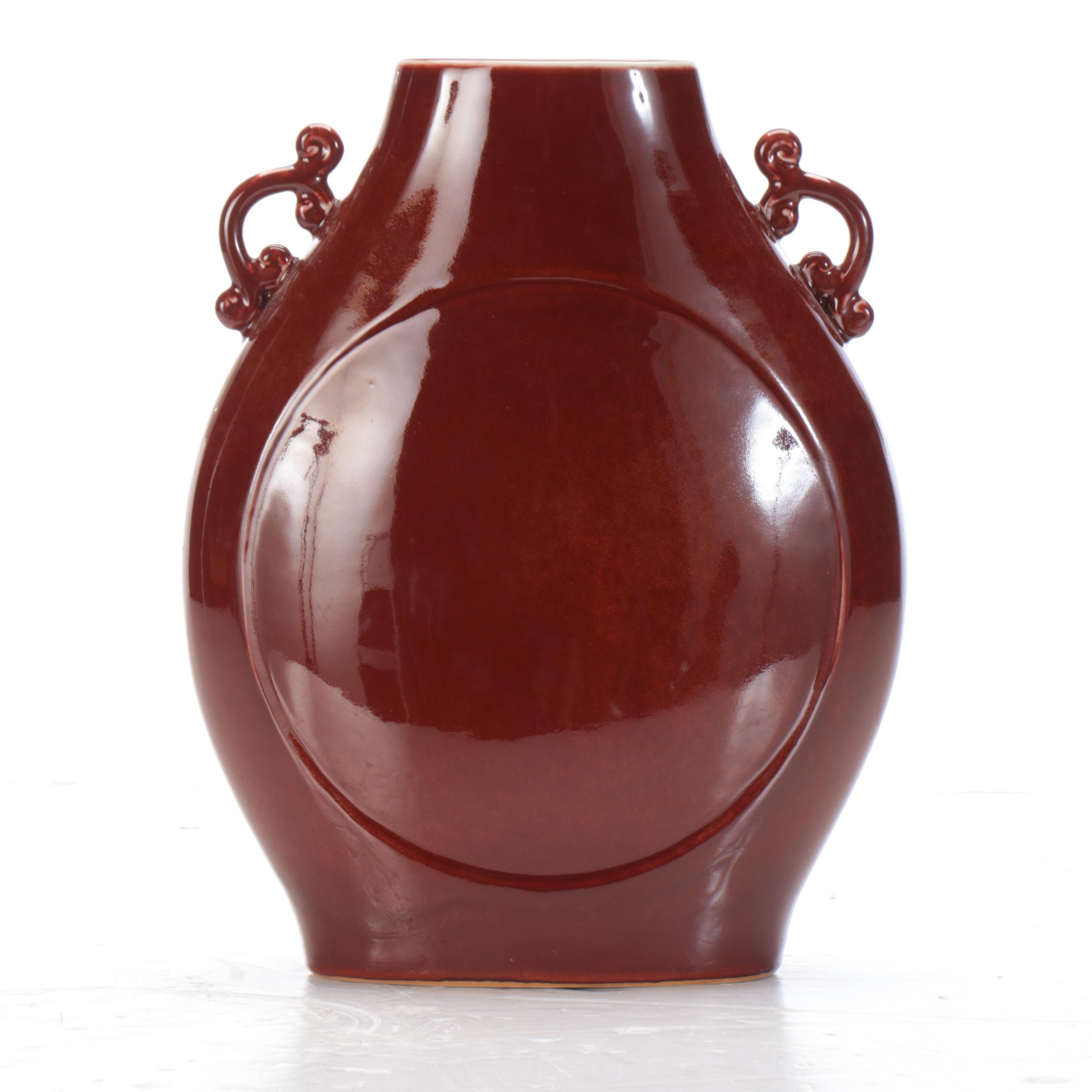 Red Glossy Glazed Ceramic Floor Vases