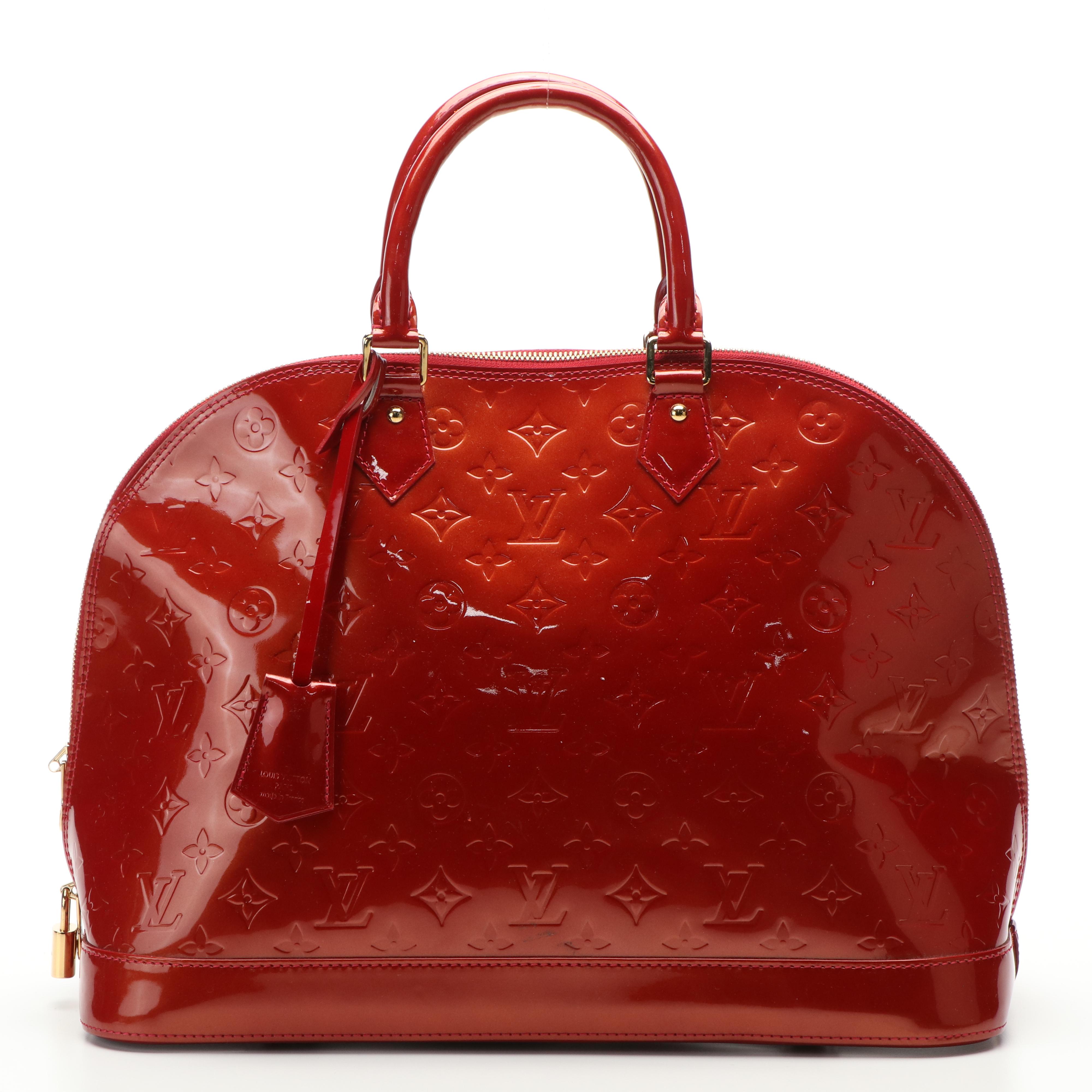 Louis Vuitton Alma GM Bag in Pomme D'Amour Monogram Vernis