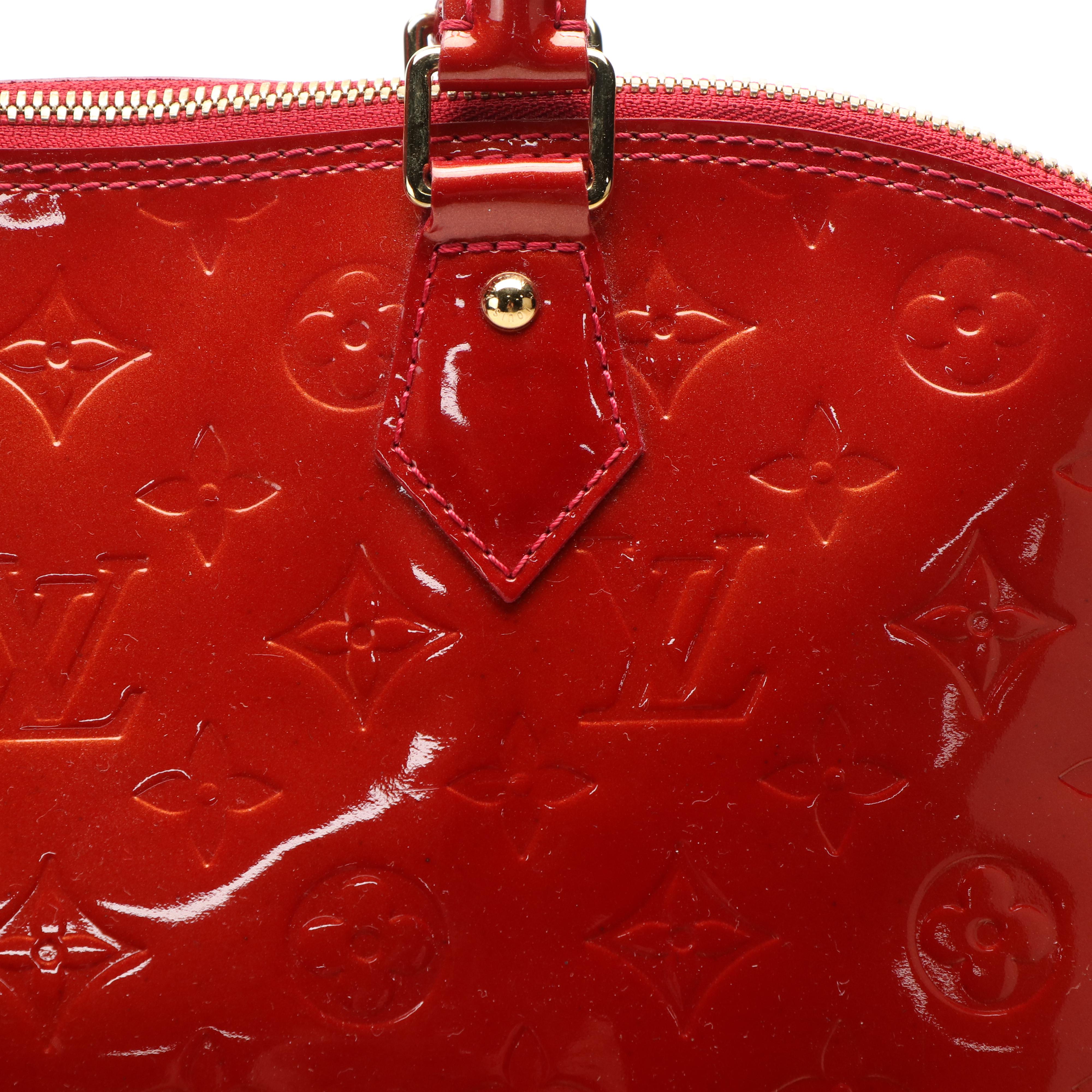 Louis Vuitton Alma GM Bag in Pomme D'Amour Monogram Vernis