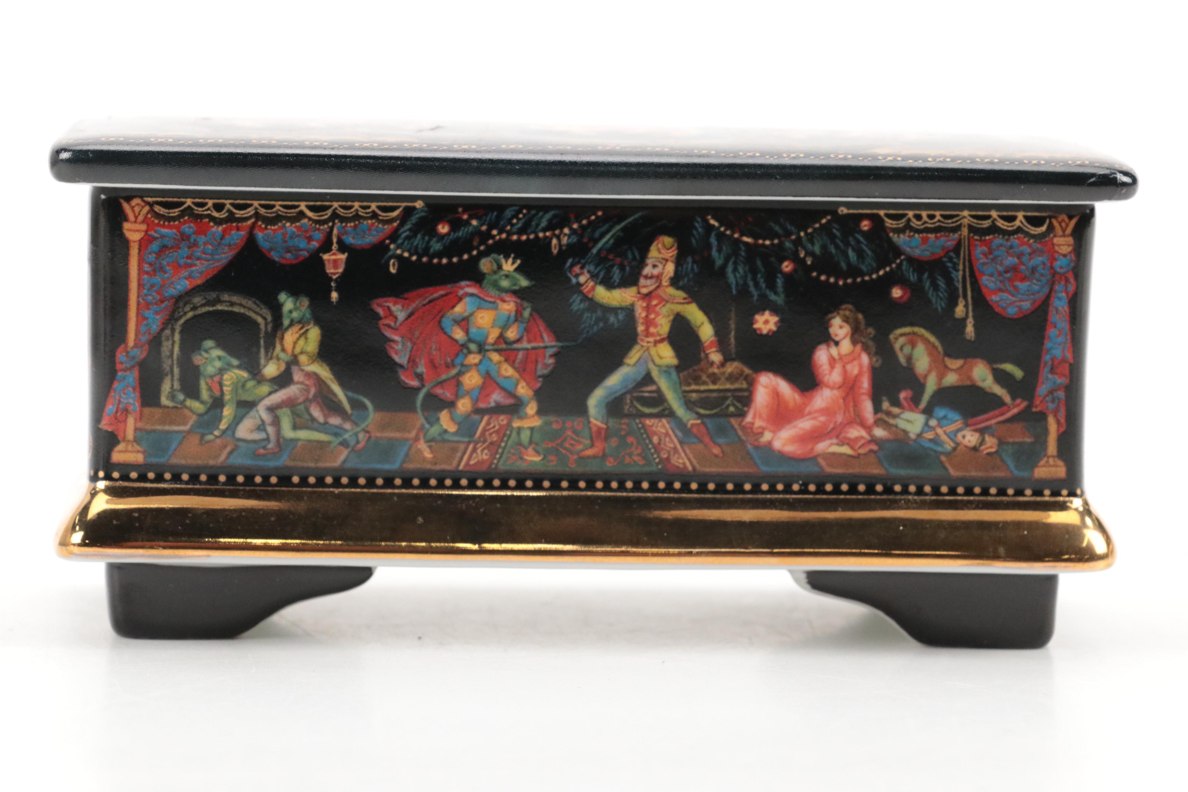 Ardleigh Elliott & Sons "Nutcracker Suite" Porcelain Box and Embellished Pillbox