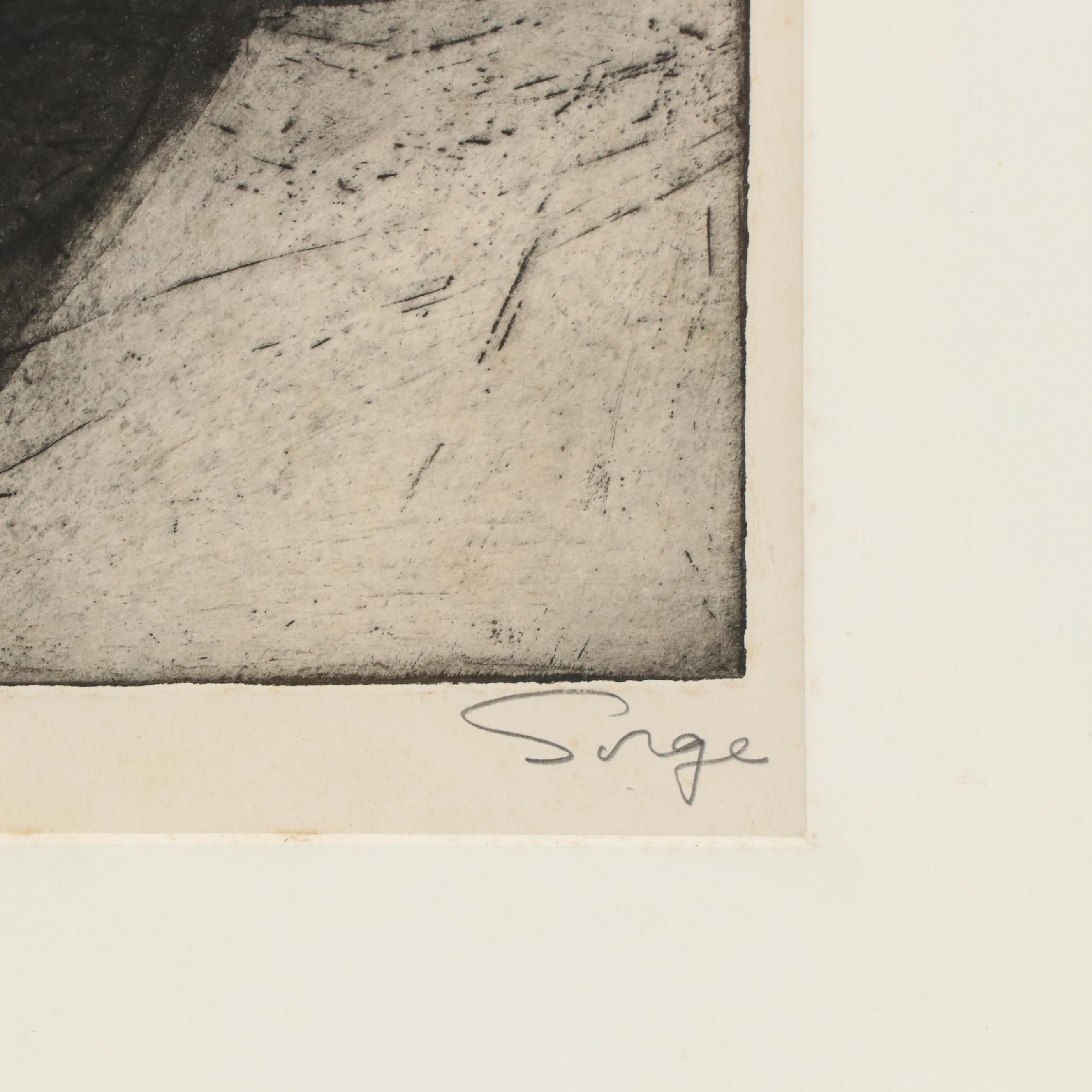 Walter Sorge Modernist Etching "Head of Christ," 1962