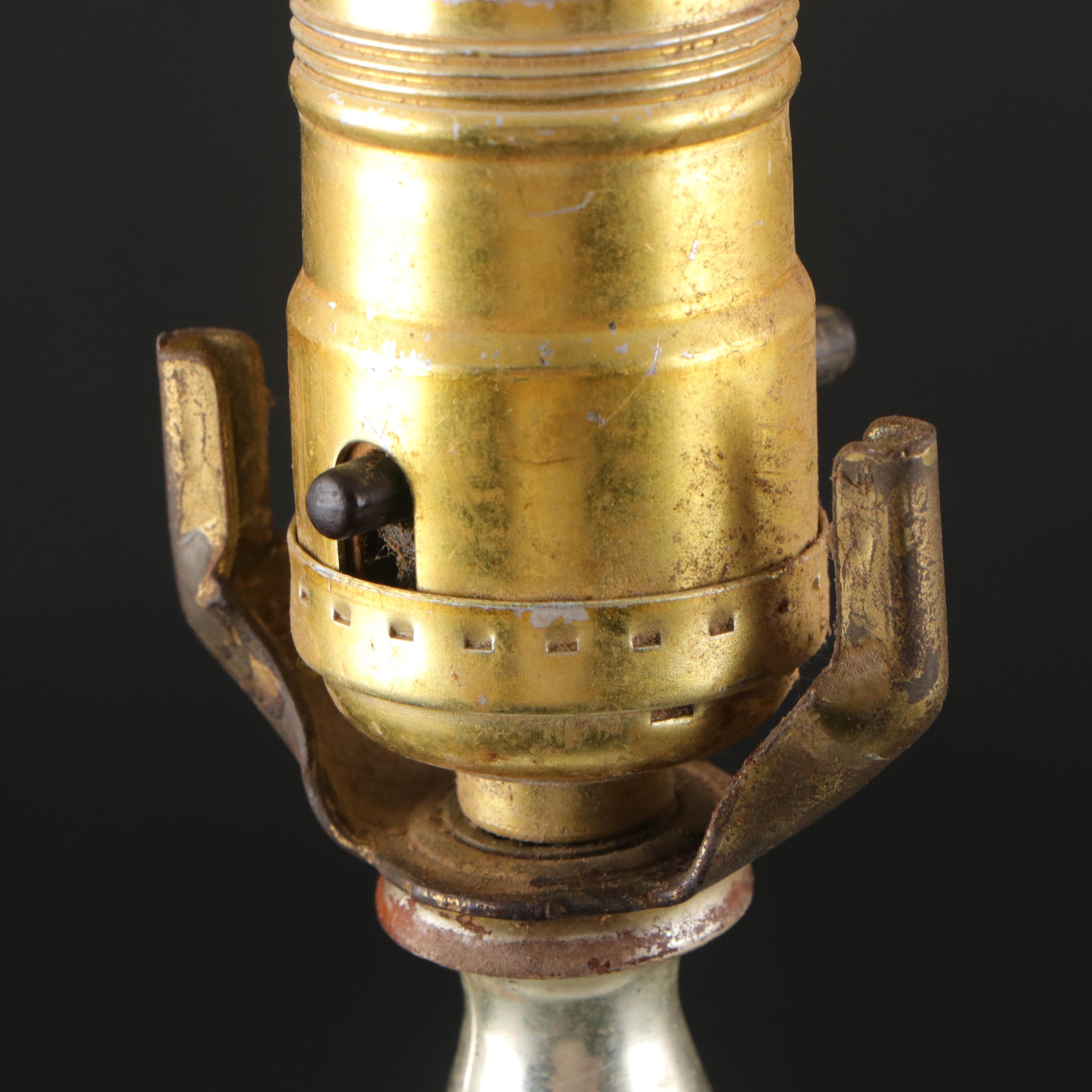 Hobnail Milk Glass Table Lamp with Embossed Ceramic Table Lamp