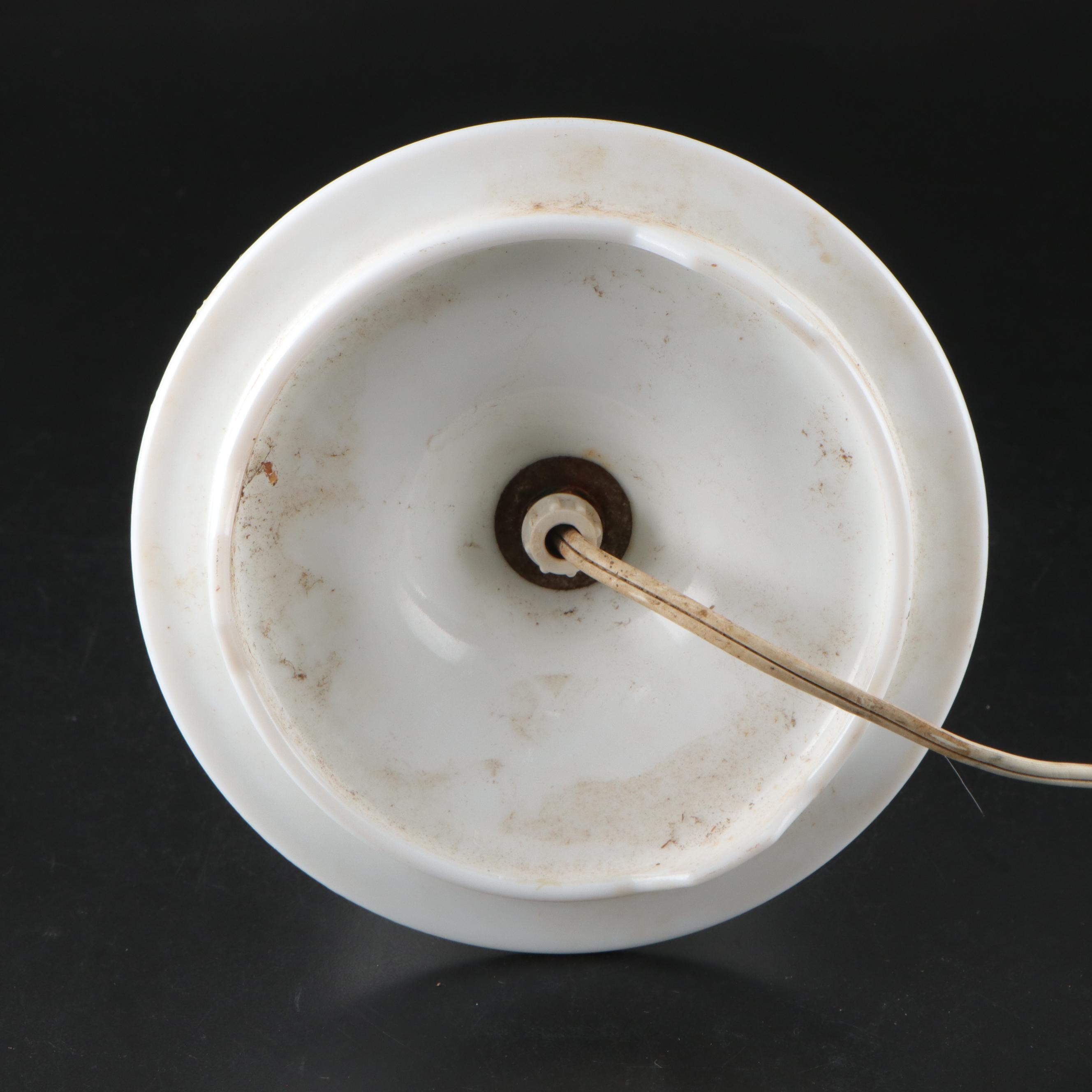 Hobnail Milk Glass Table Lamp with Embossed Ceramic Table Lamp