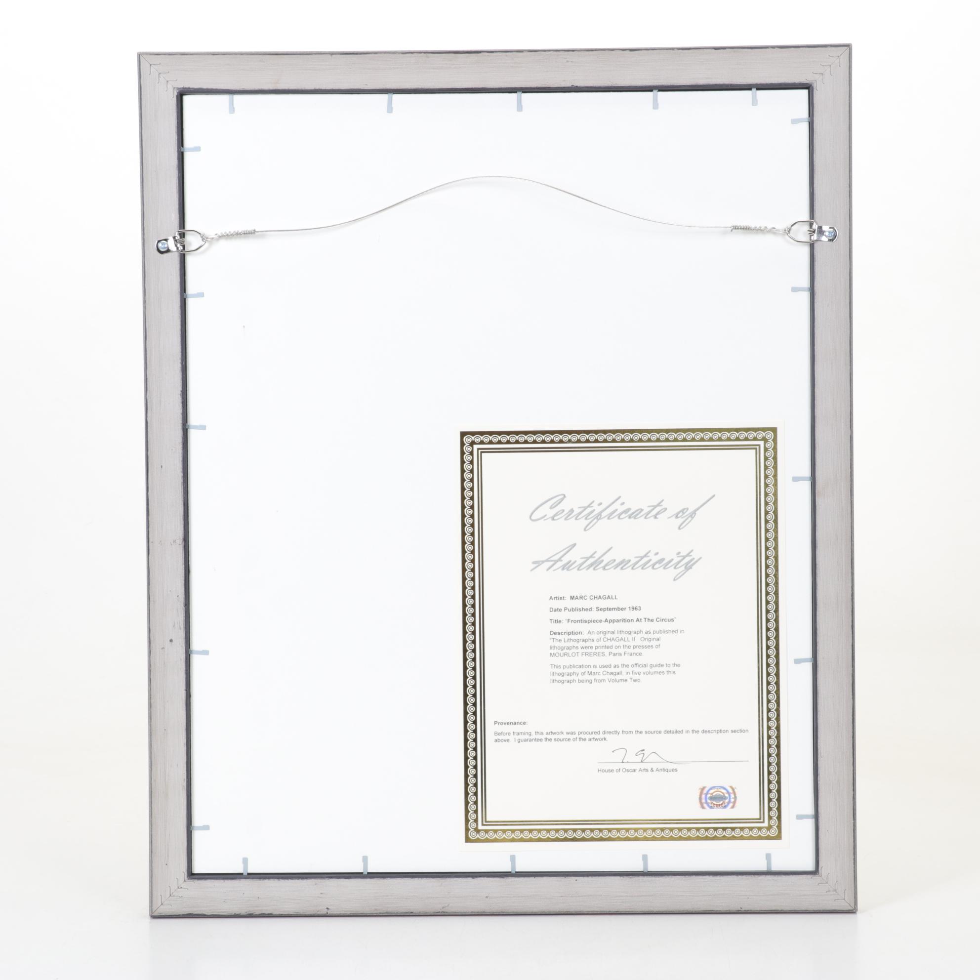 Marc Chagall Color Lithograph "L'Apparition au cirque," 1963