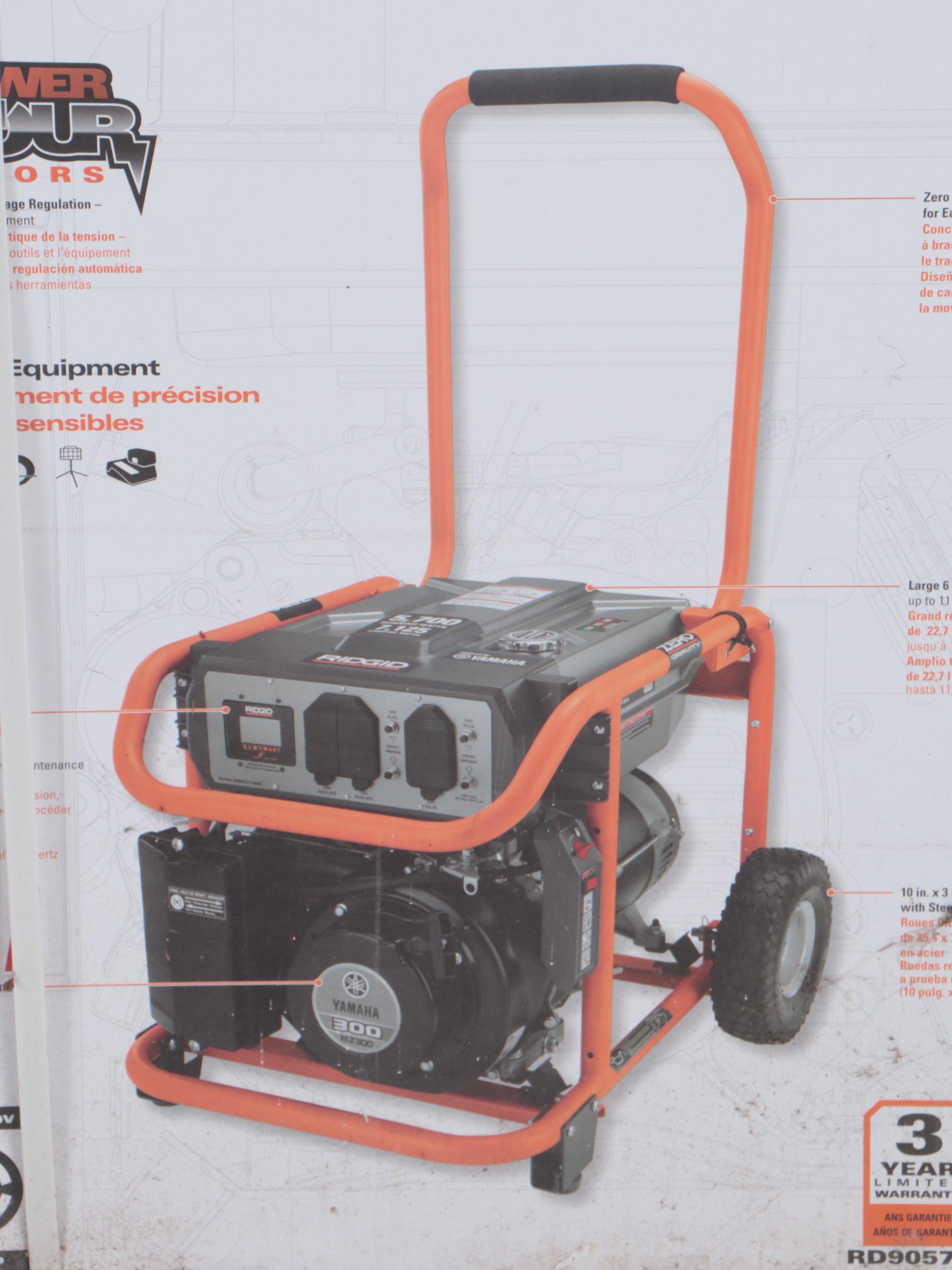 RIDGID 5,700 Watt Yamaha 301 cc Gasoline Powered Portable Generator, 21st C.
