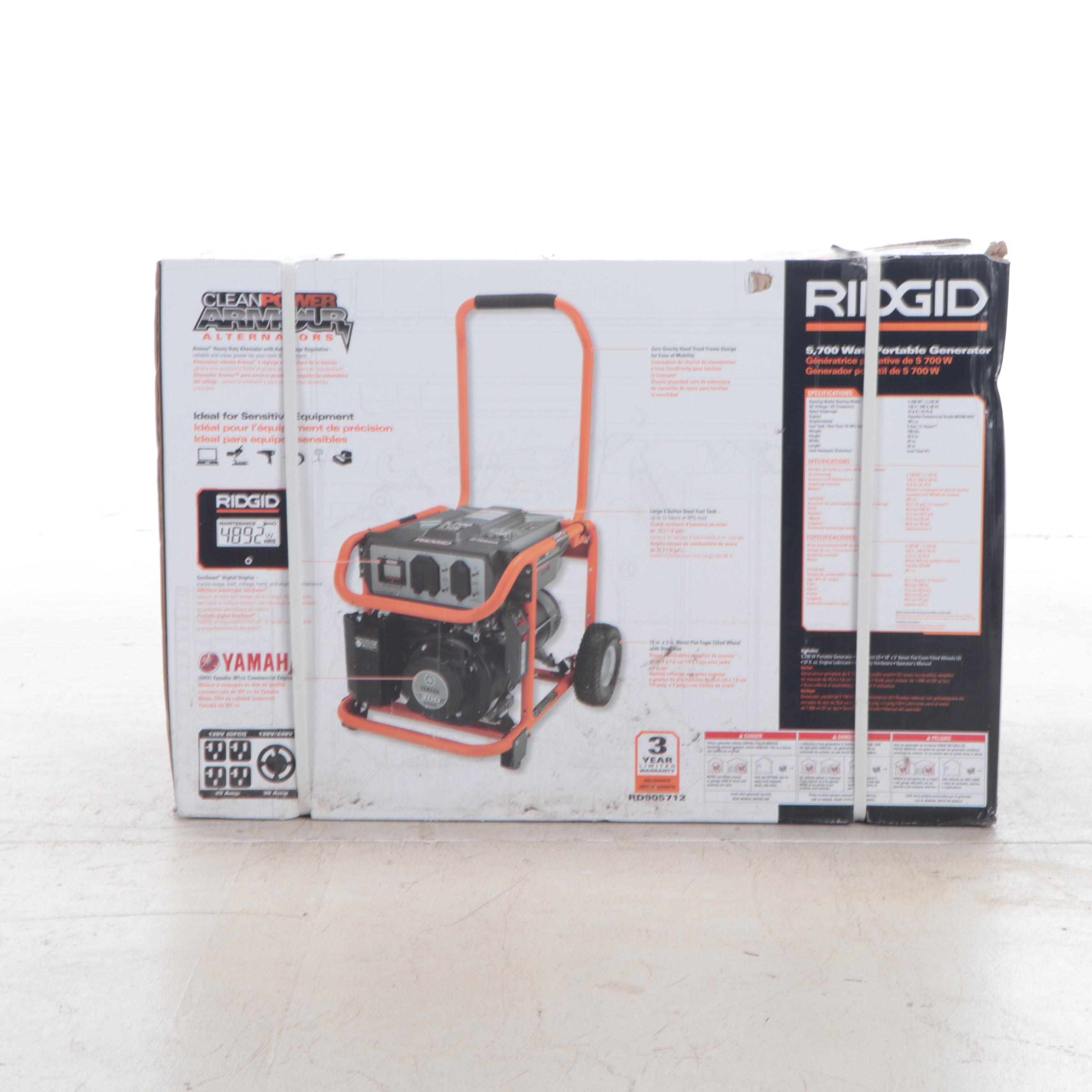 RIDGID 5,700 Watt Yamaha 301 cc Gasoline Powered Portable Generator, 21st C.