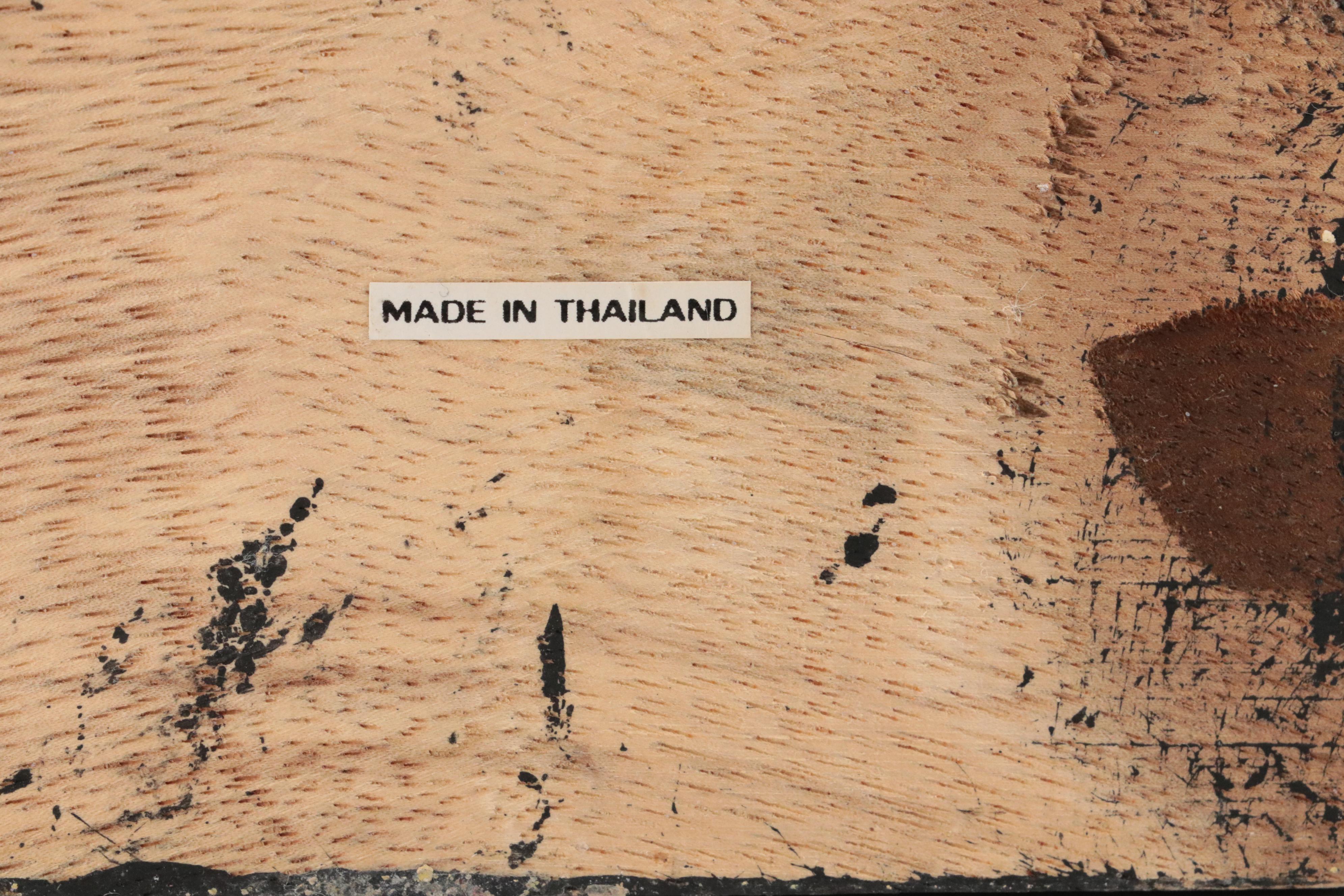 Thai Hand-Carved Wood Panel on Stand with More Wood Décor